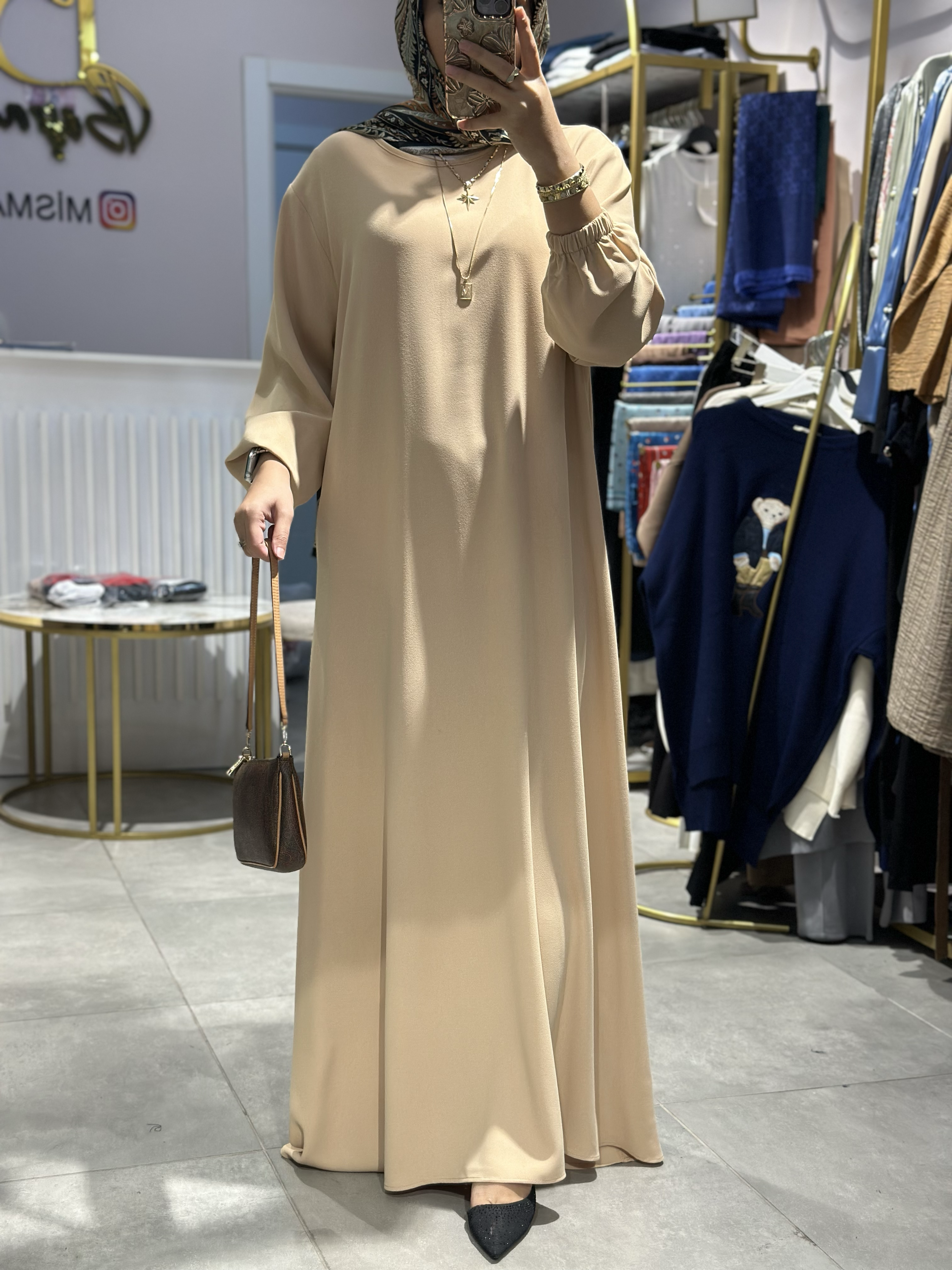 KREP ELBİSE CAMEL