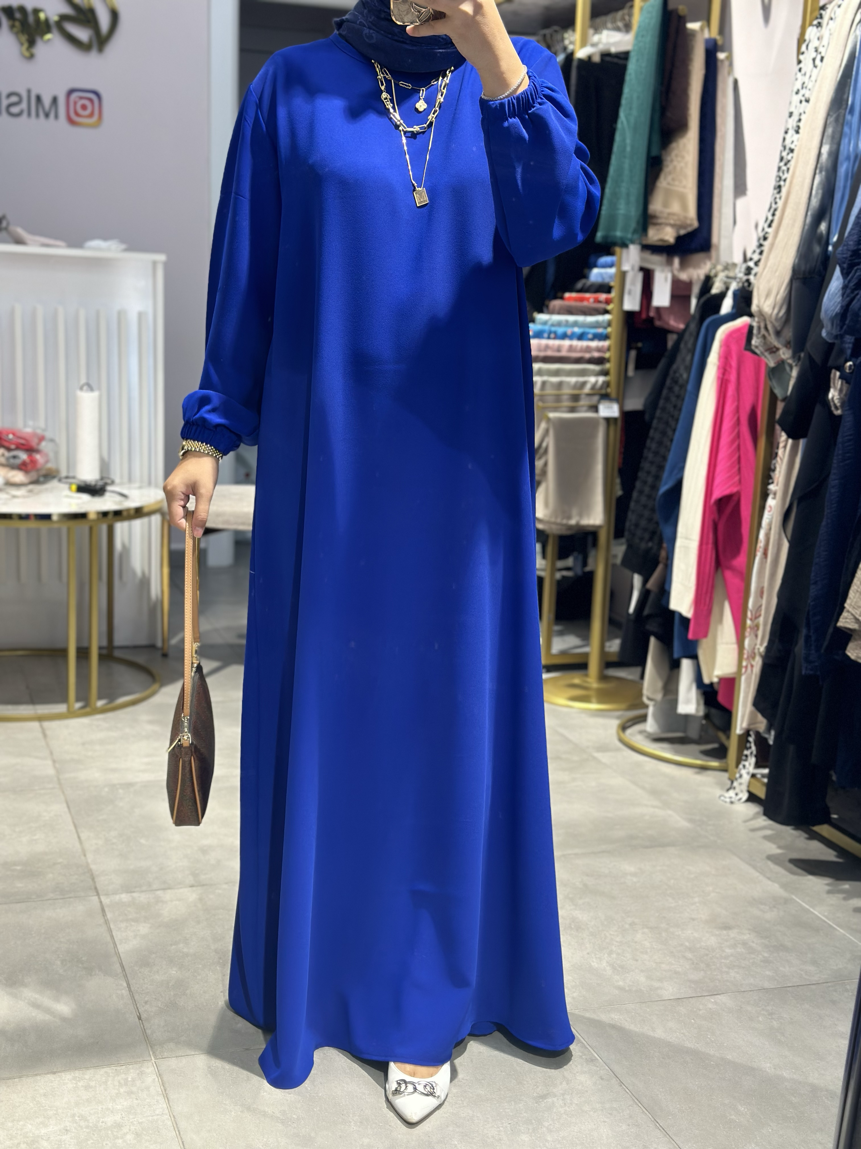 MİSMATMAZEL KREP SAKS ELBİSE