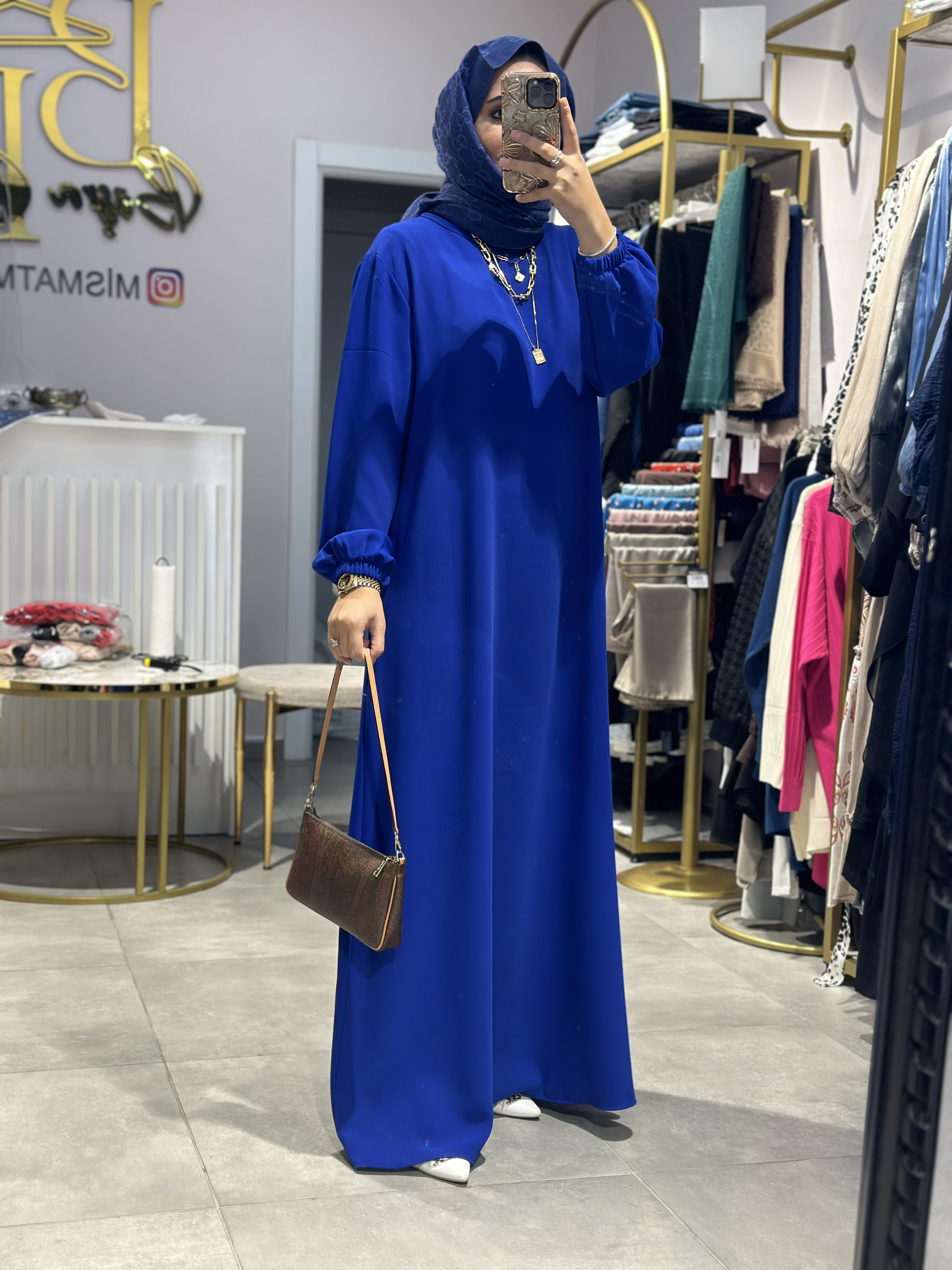 MİSMATMAZEL KREP SAKS ELBİSE