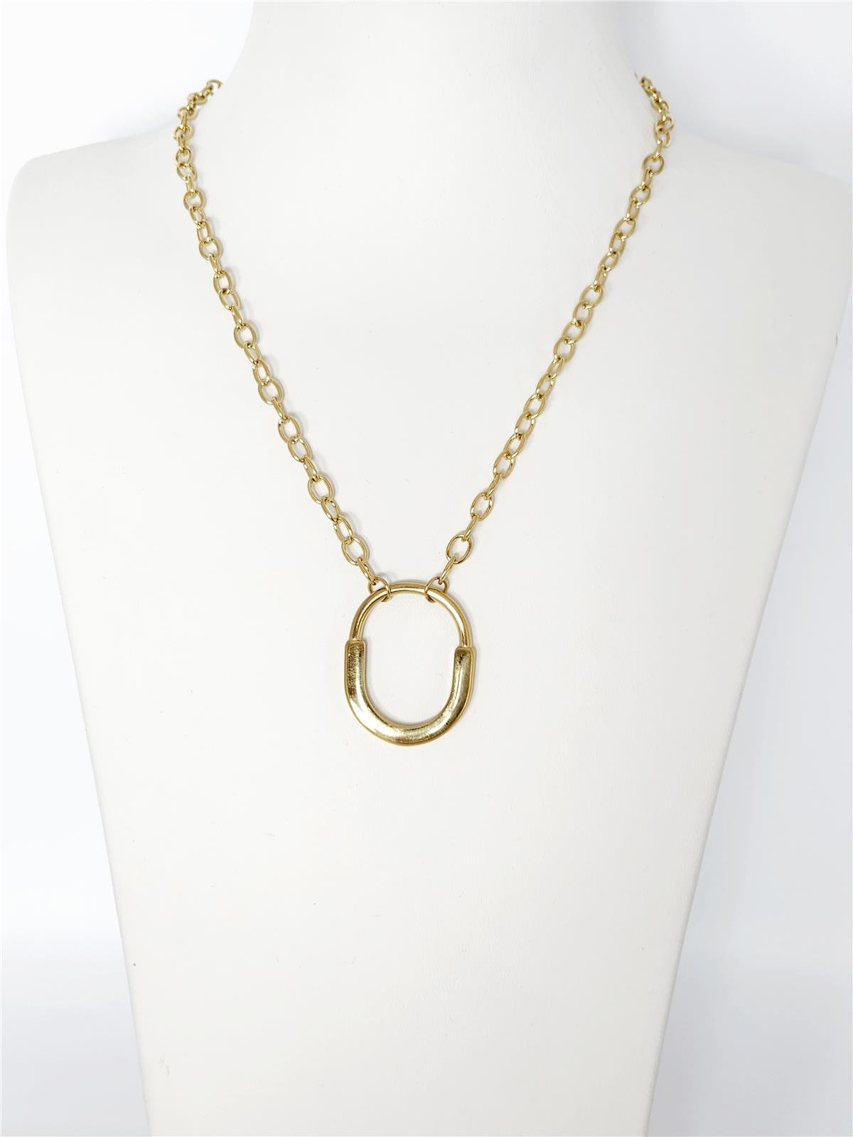 Kilit Detaylı Gold Kolye 45 cm