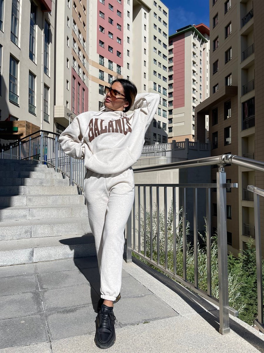 BEJ KAPUŞONLU SWEATSHIRT