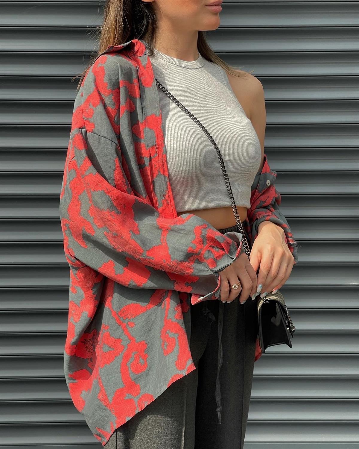 DESENLİ OVERSIZE GÖMLEK