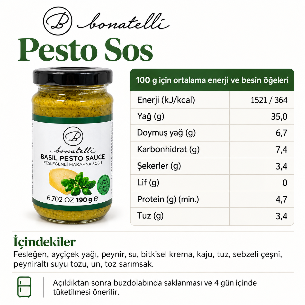 Fesleğenli Makarna Sosu 190 G