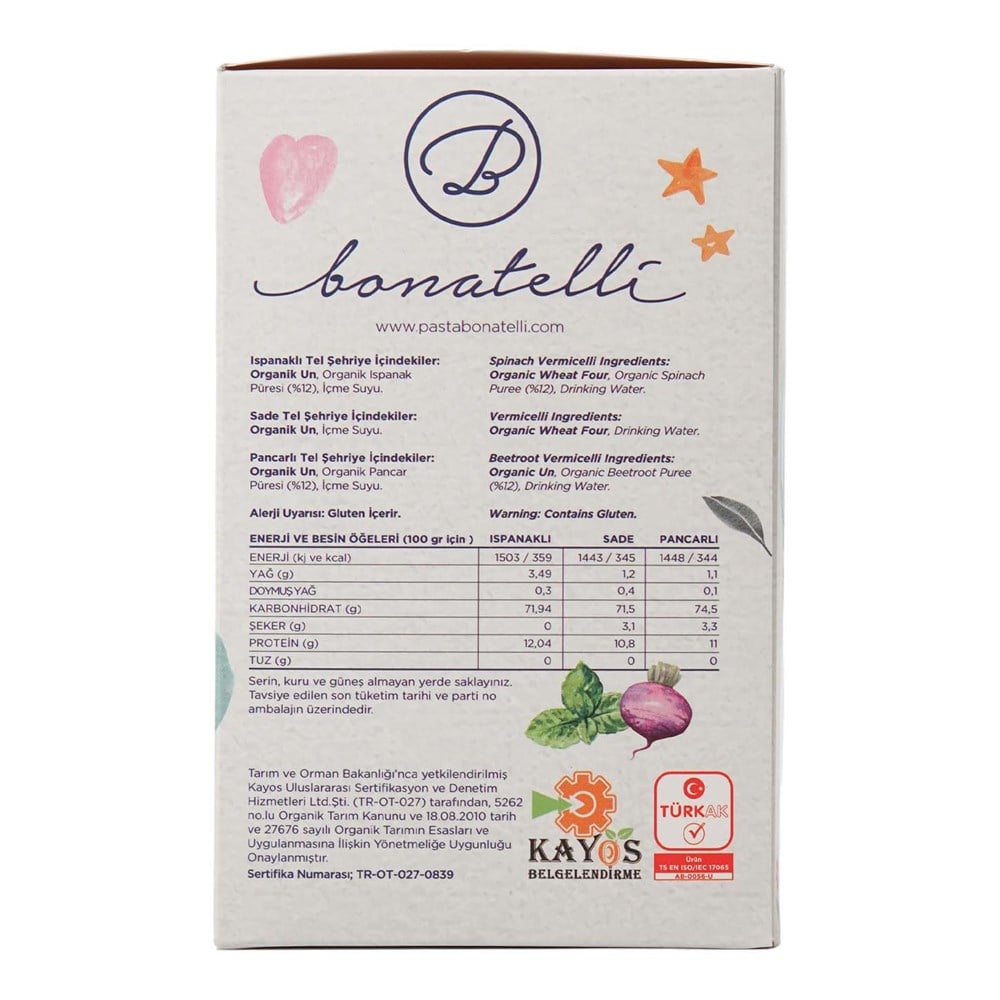Organik Vegan Sebzeli Tel Şehriye 150gr