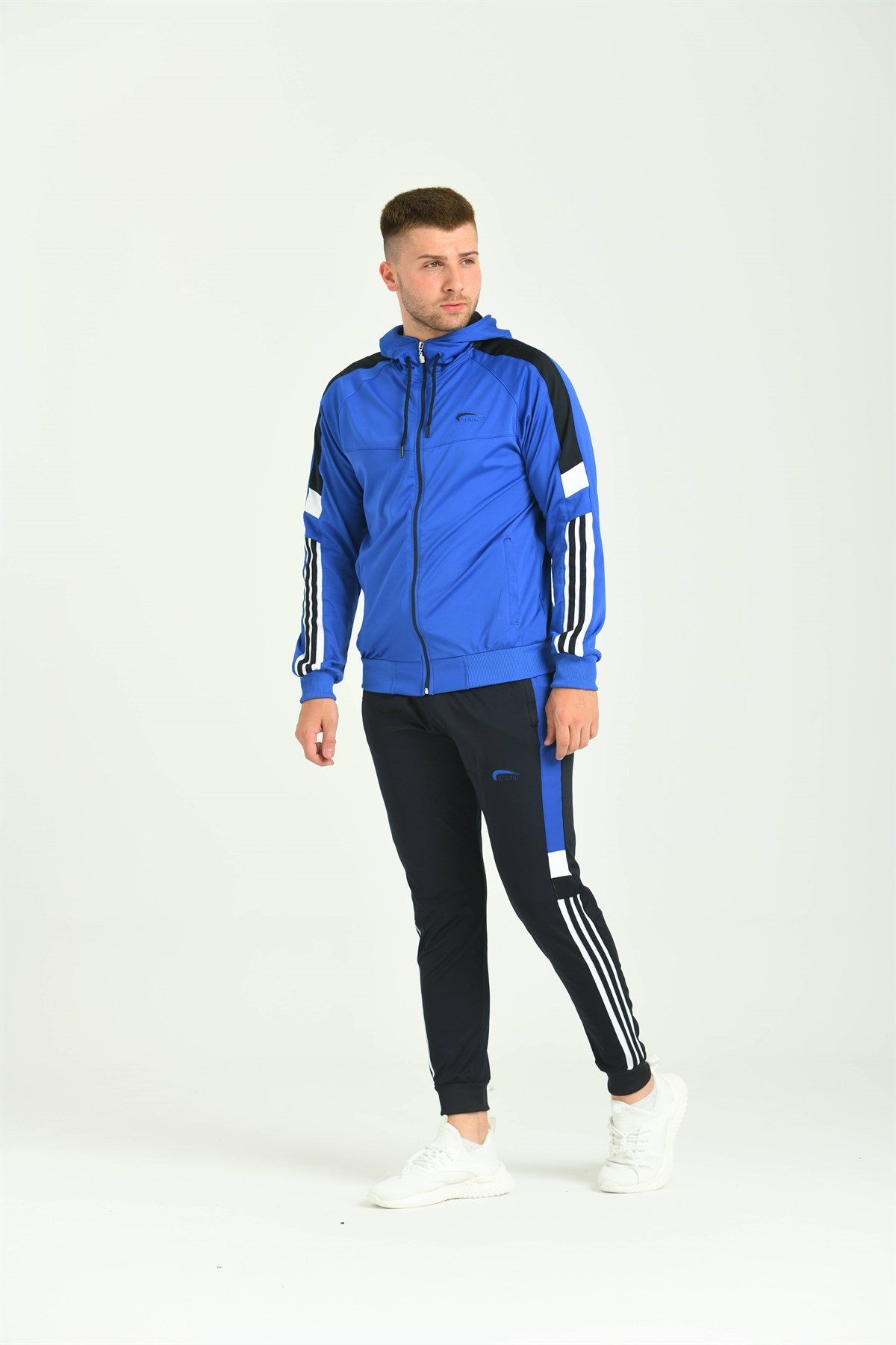 Kolda Şerit Kapşunlu Dalgıç MaviErkek Eşofman Takımı