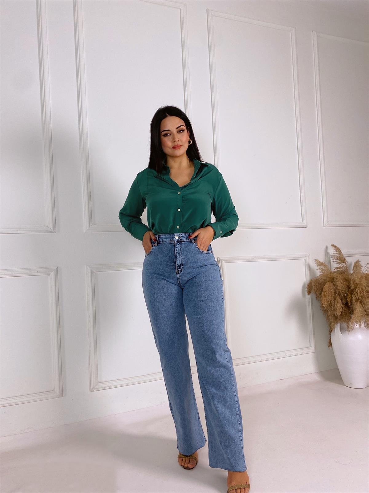 Açık Mavi Yüksek Bel Straight Fit Jean