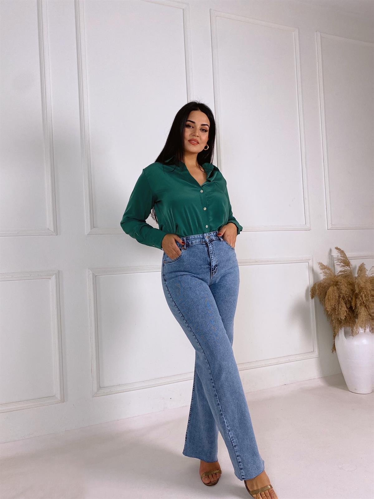 Açık Mavi Yüksek Bel Straight Fit Jean