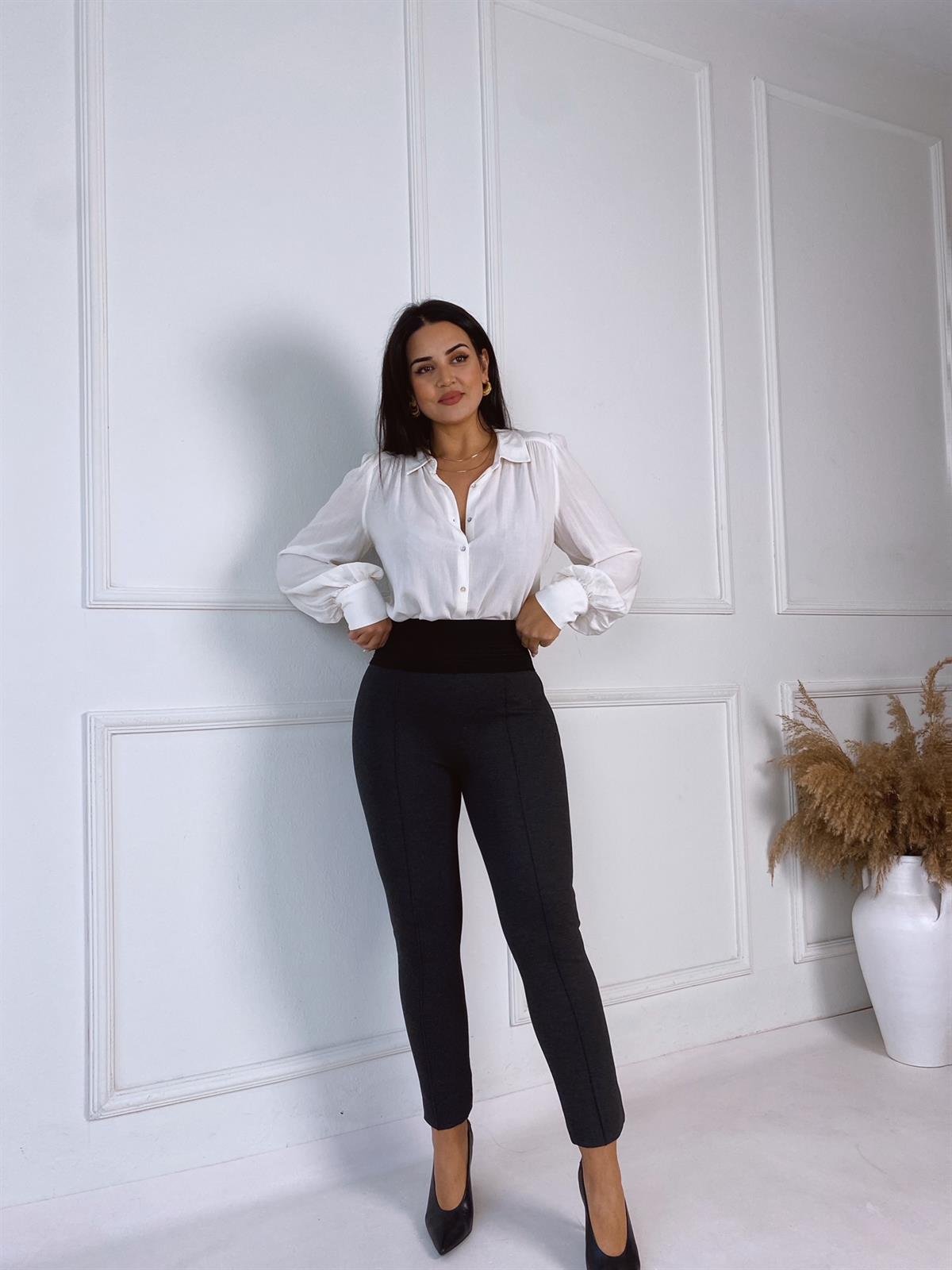 Antrasit Beli Geniş Lastikli Toparlayıcı Tayt