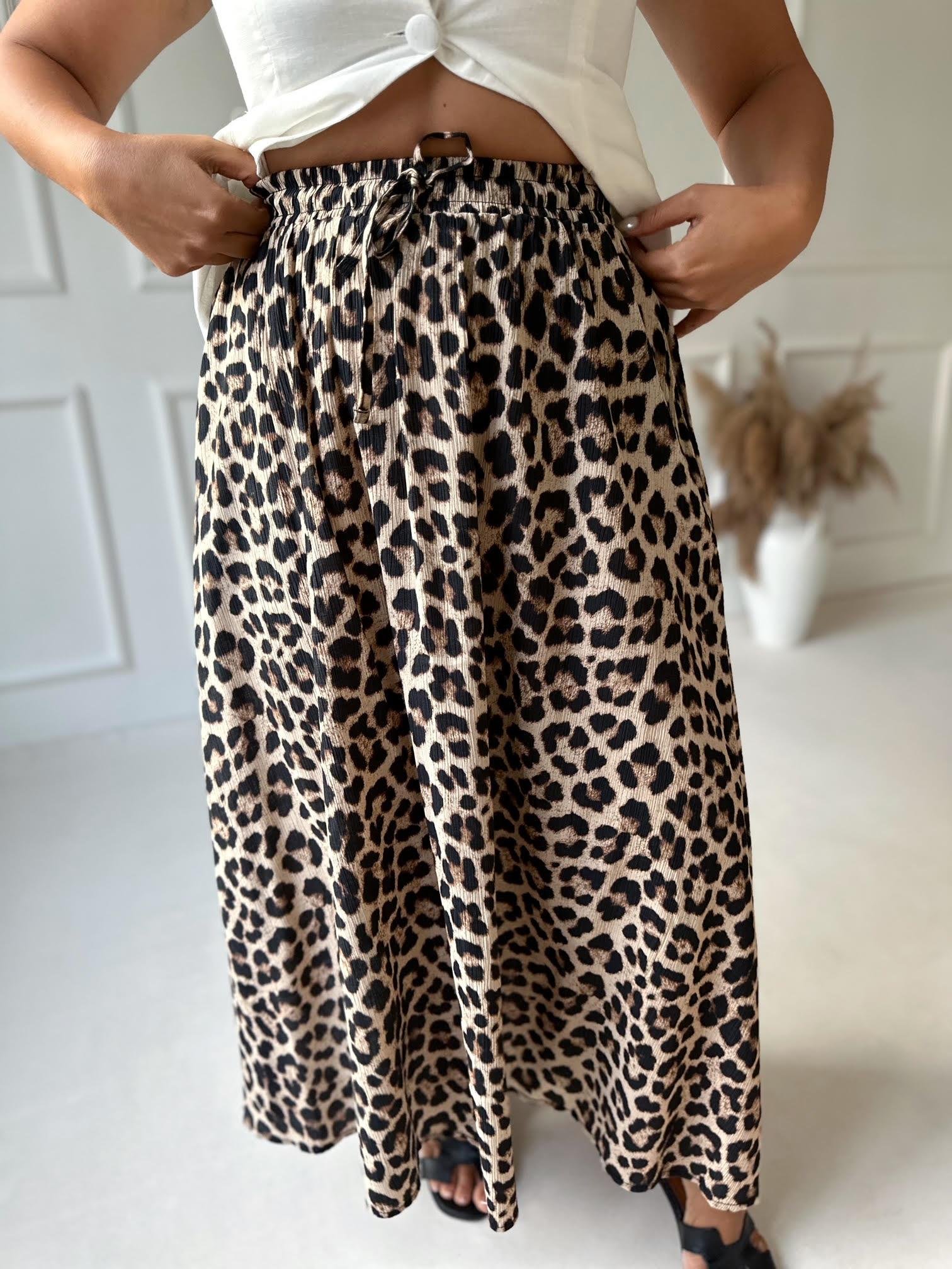 Beli Lastikli Leopar Desen Kloş Etek