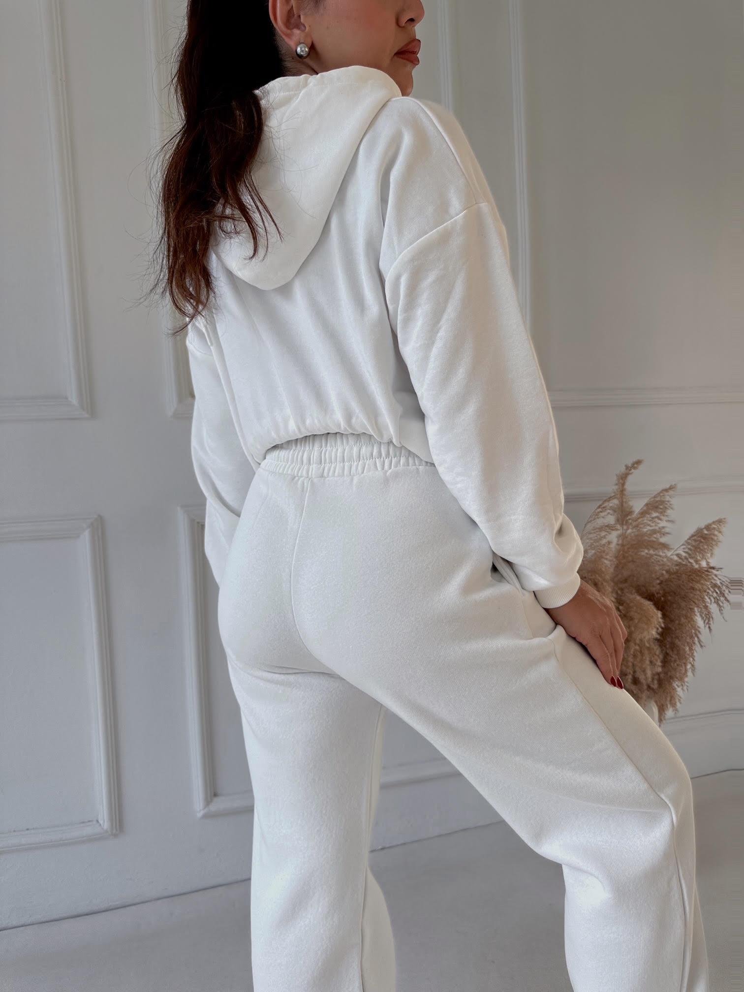 Beyaz Kapişonlu Sweat