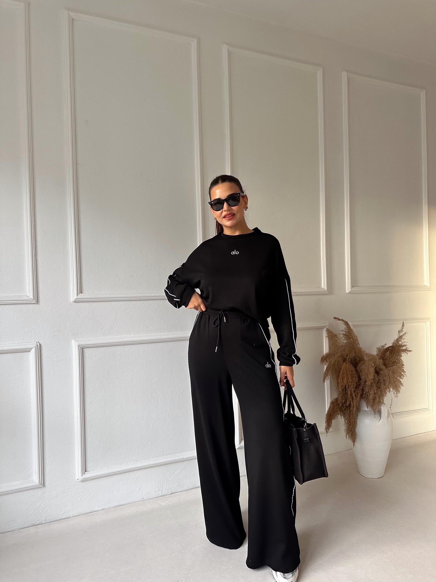 Biyeli Orijinal Marka Lüks Kalite Rahat Kesim Eşofman Takım - Siyah 