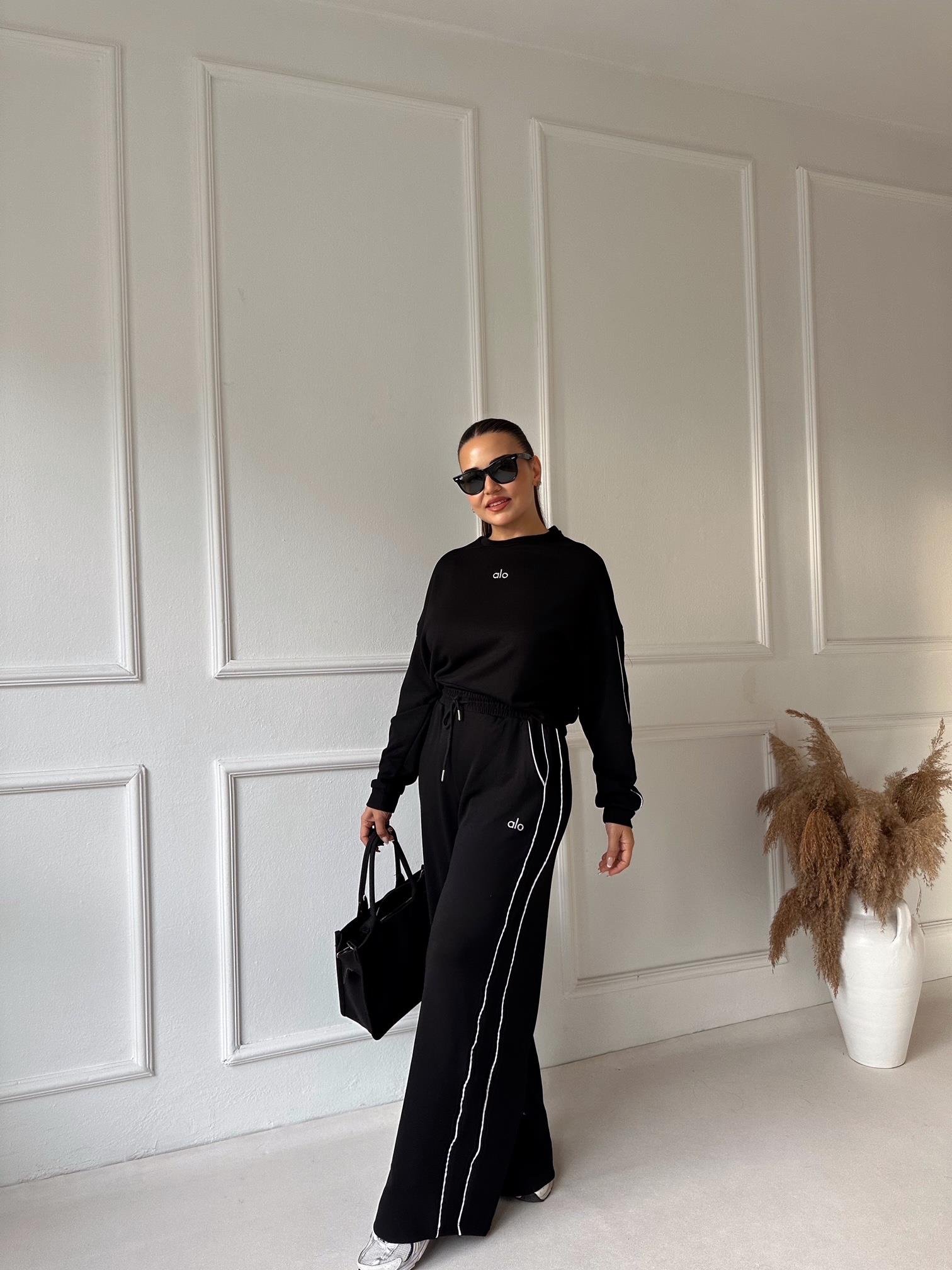 Biyeli Orijinal Marka Lüks Kalite Rahat Kesim Eşofman Takım - Siyah 