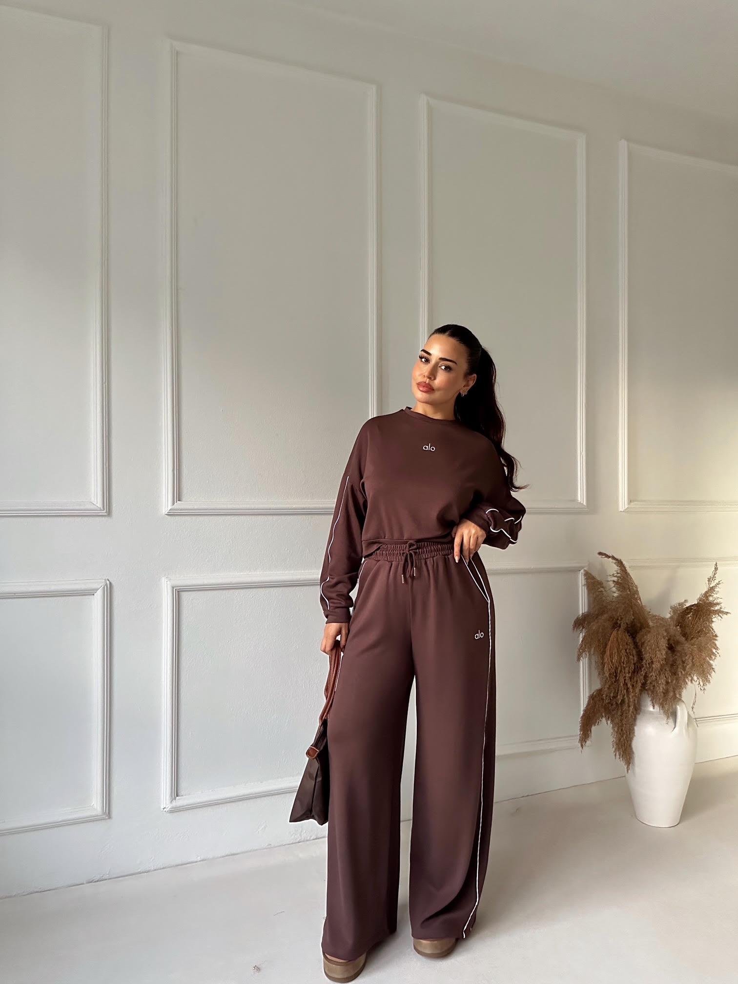 Biyeli Orijinal Marka Lüks Kalite Rahat Kesim Eşofman Takım - Kahve 