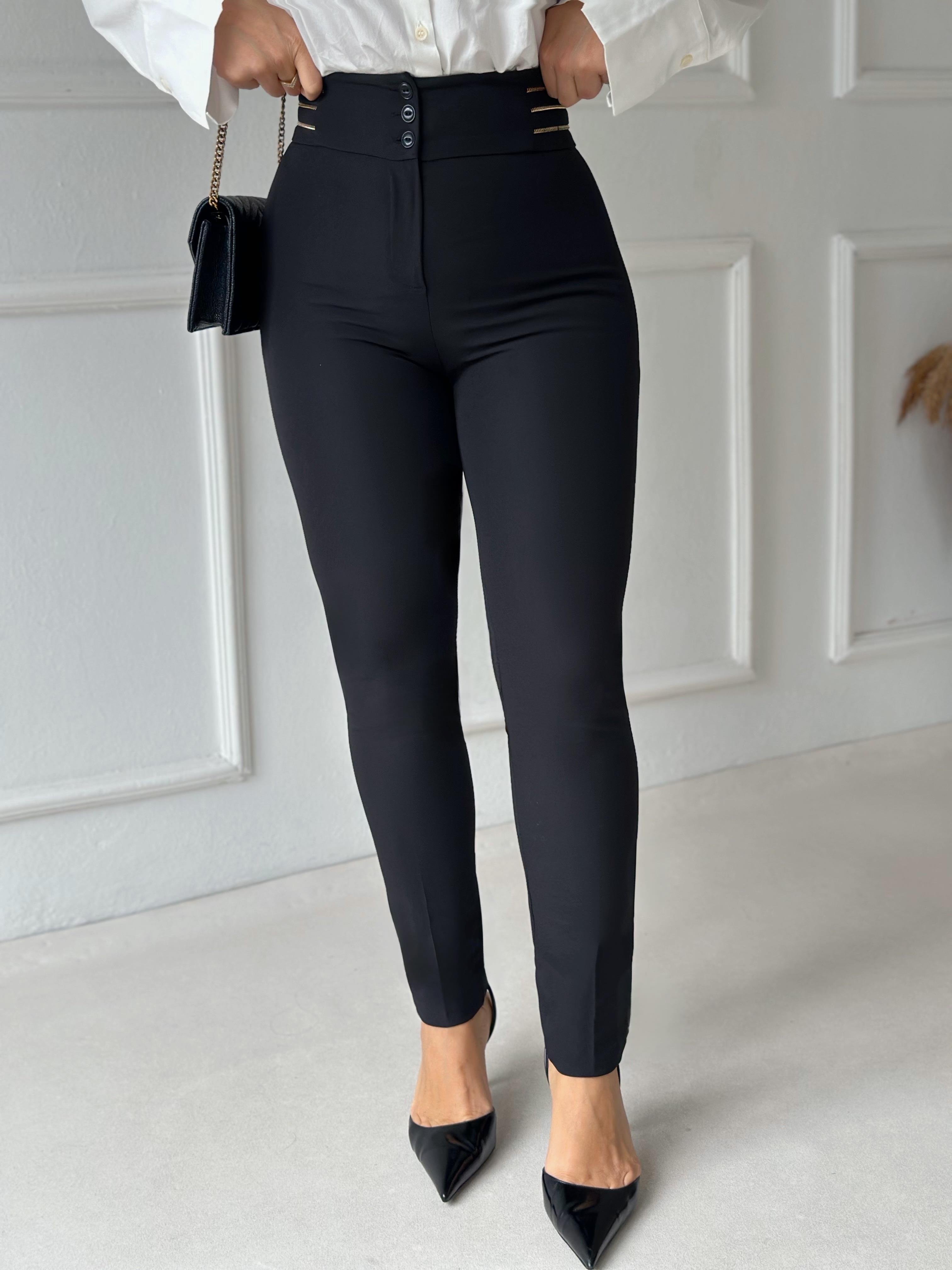 Gold Detaylı Yüksek Bel Toparlayıcı Pantolon