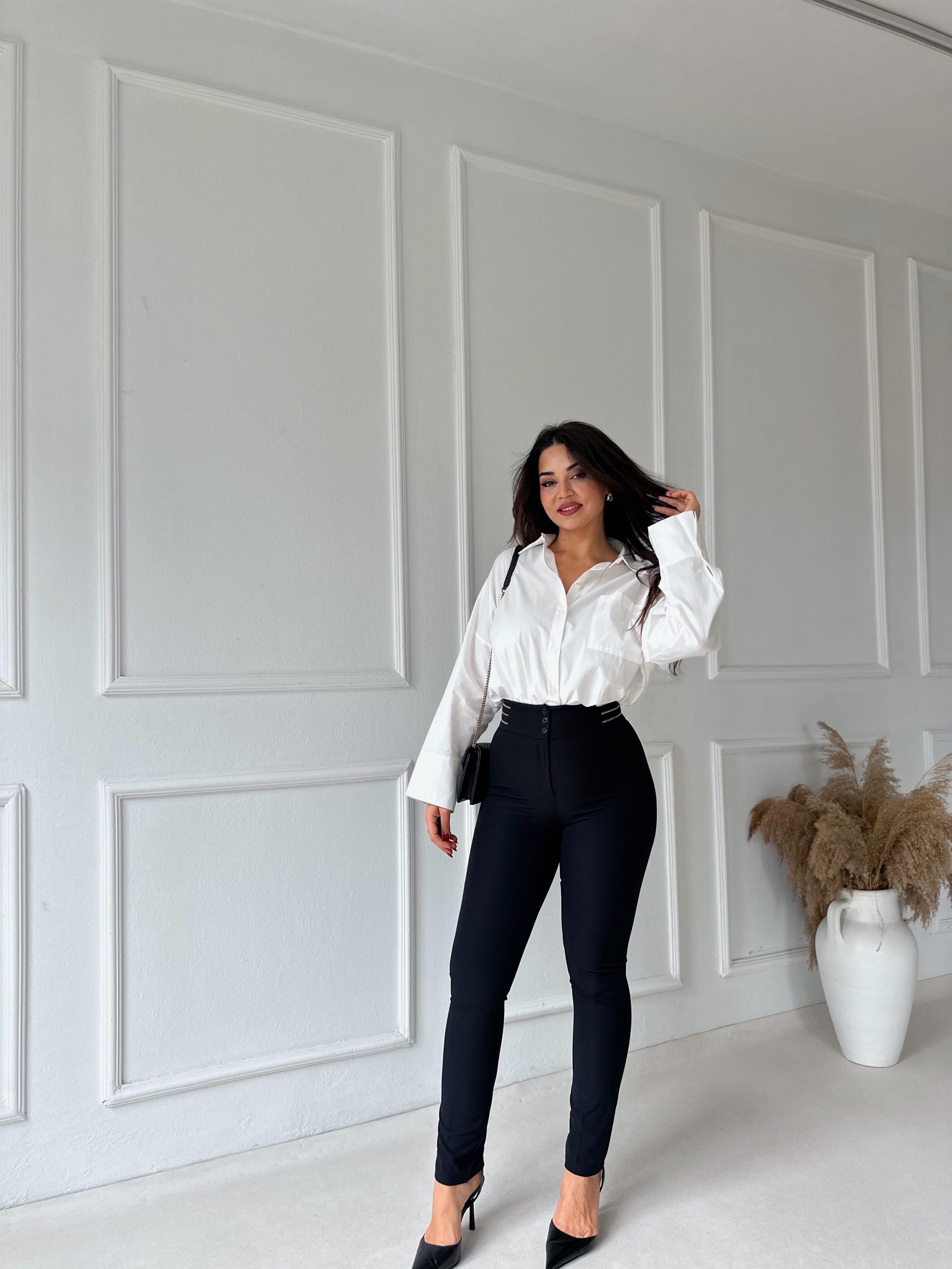 Gold Detaylı Yüksek Bel Toparlayıcı Pantolon