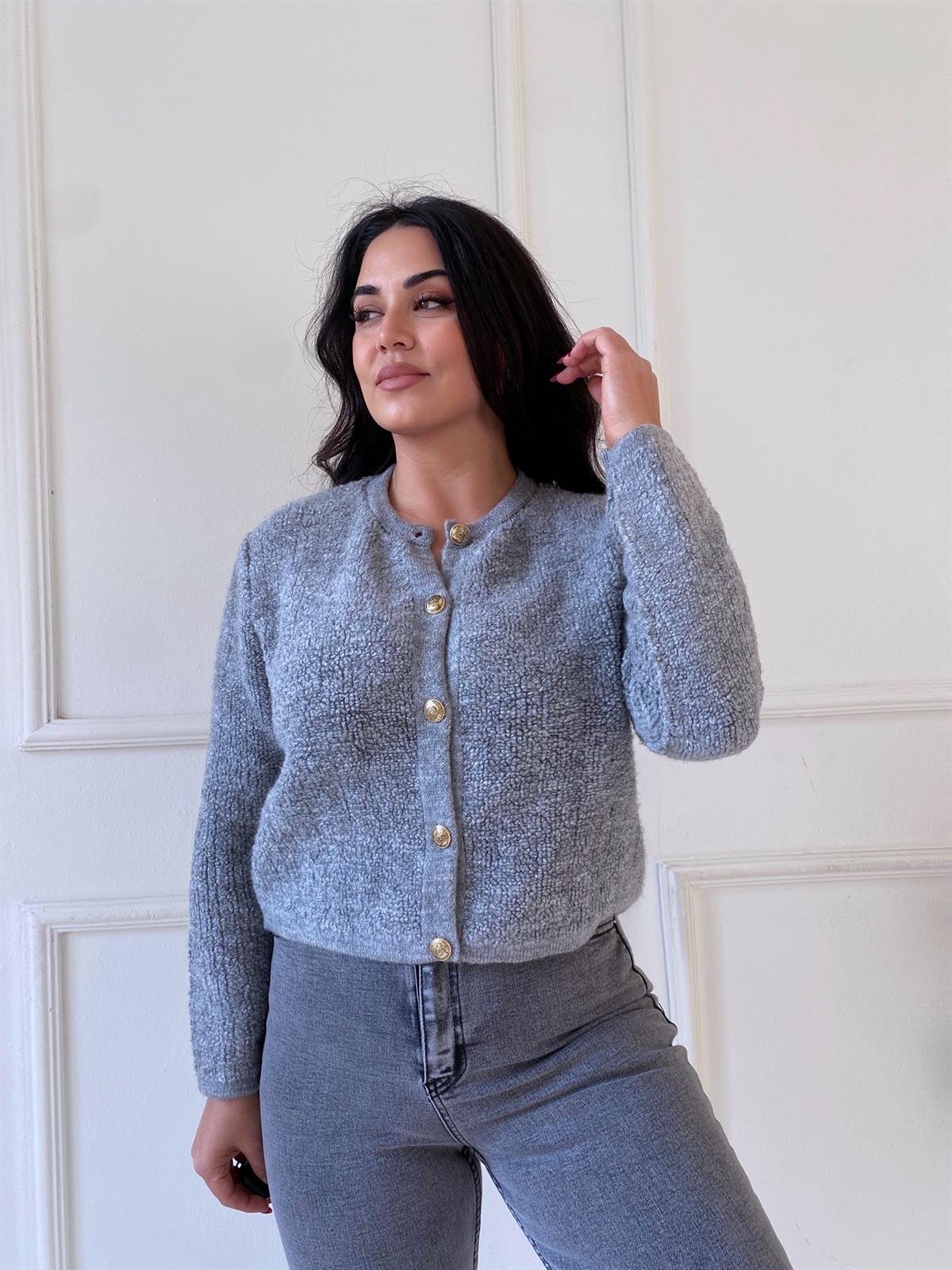 Gri Buklet Hırka