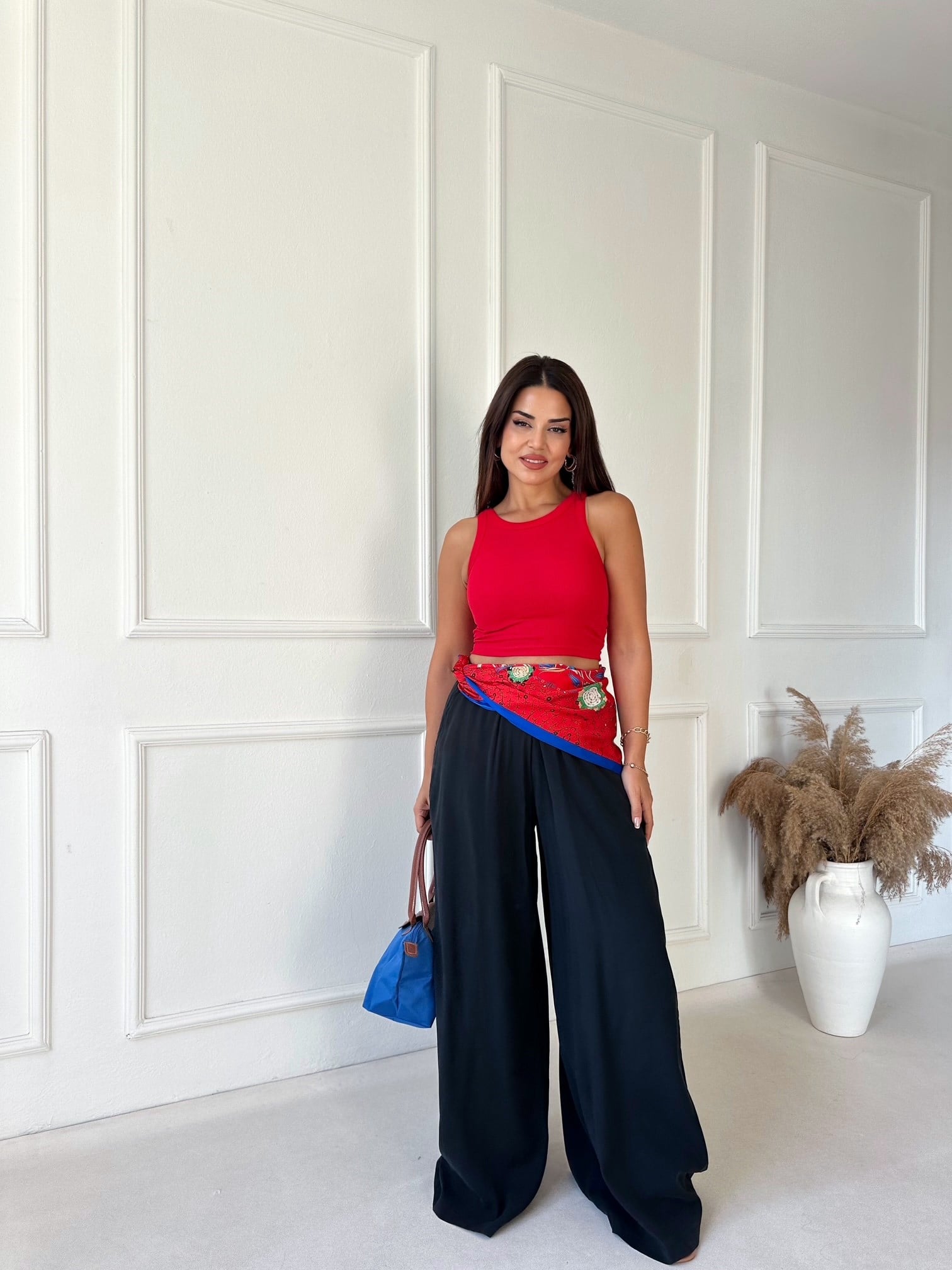 Halter Yaka Crop Atlet - Kırmızı