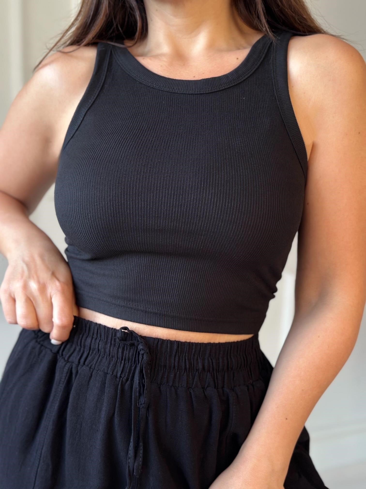 Halter Yaka Crop Atlet - Siyah
