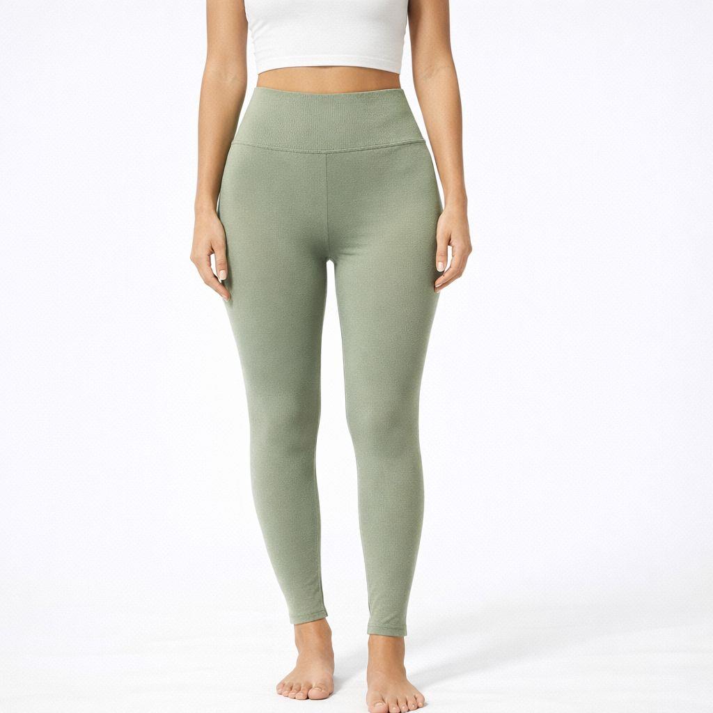 İçi Polar Tam Yüksek Bel Çağla Yeşil Toparlayıcı Tayt