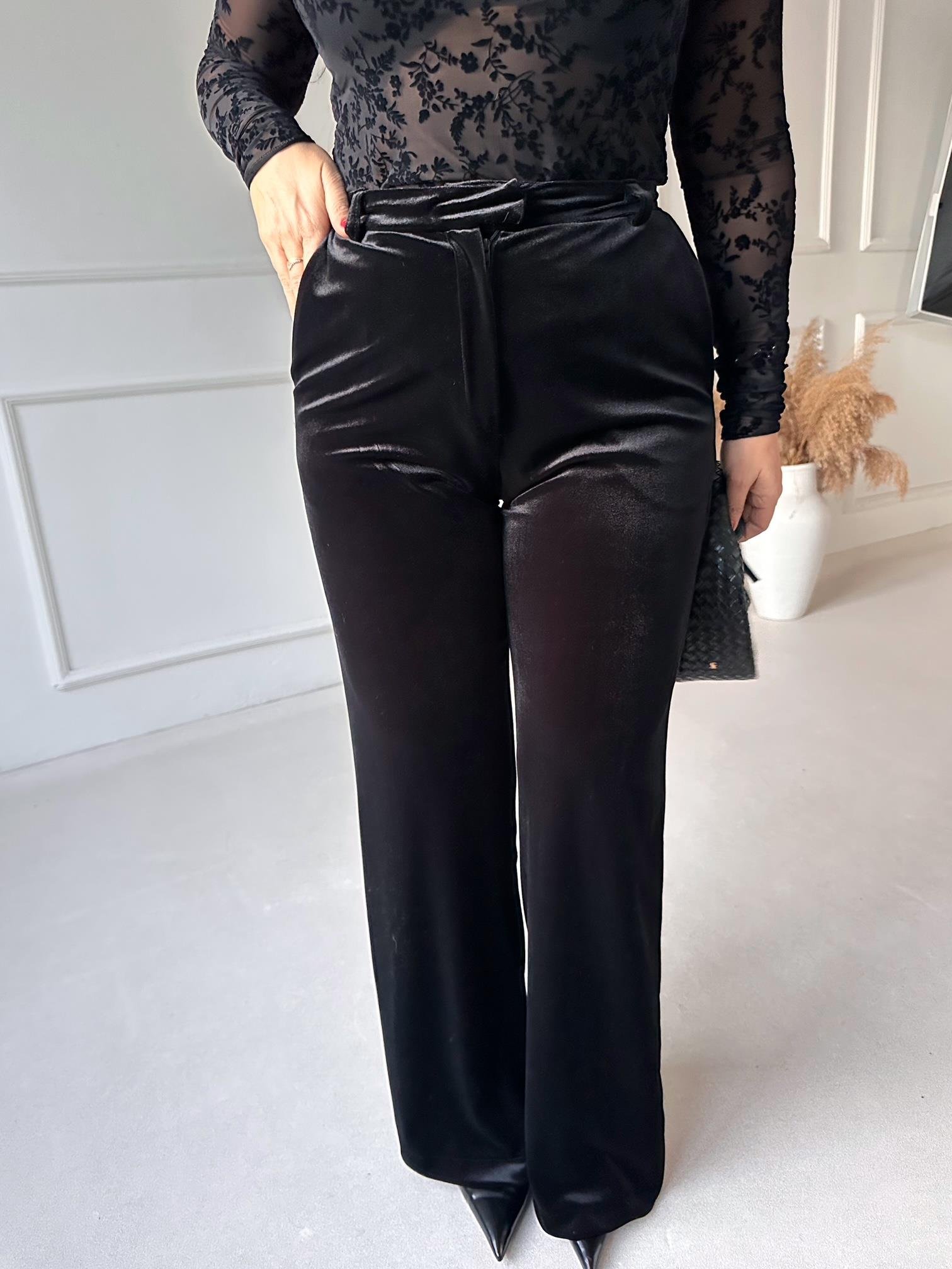 Kadife Palazzo Pantolon Siyah | Nora Butik