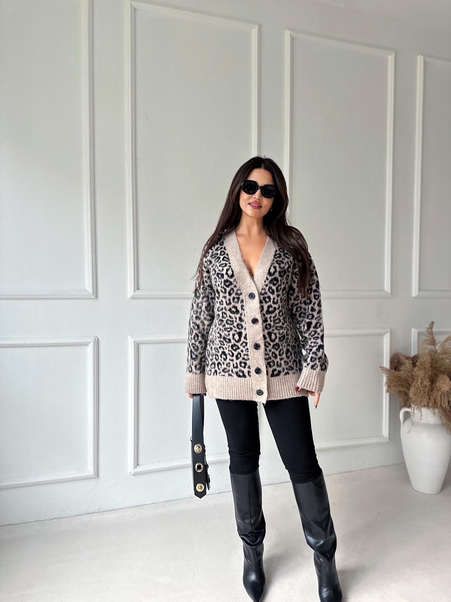 Leopar Desenli Yumuşak Oversize Hırka – Zara Model