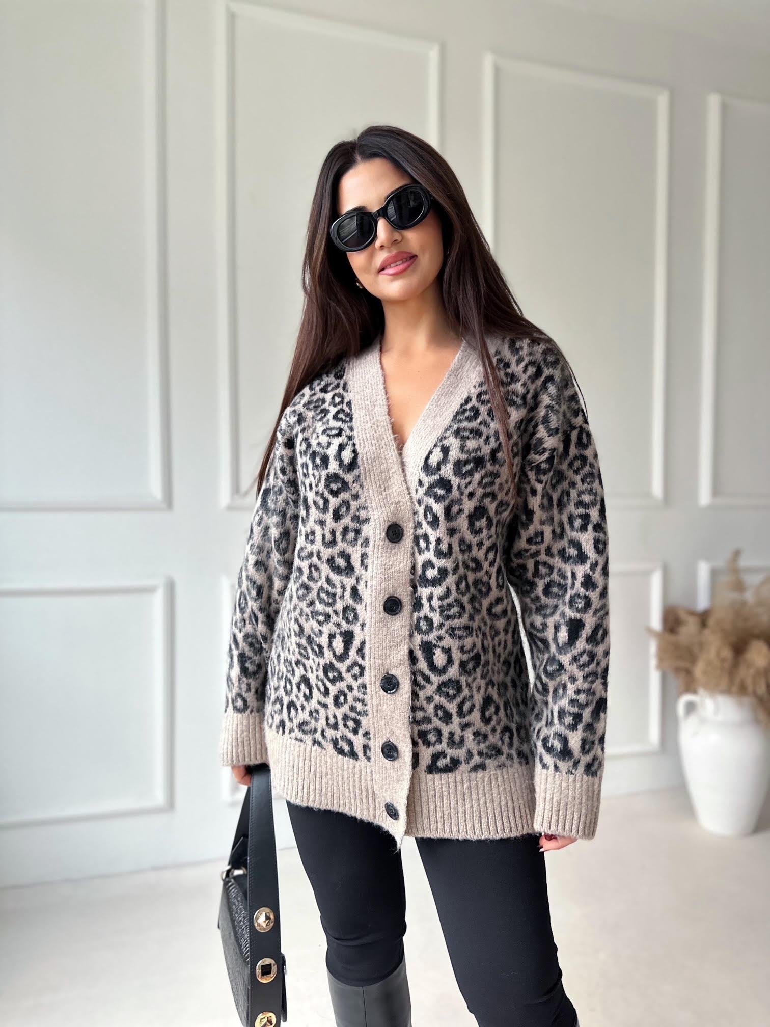 Leopar Desenli Yumuşak Oversize Hırka – Zara Model