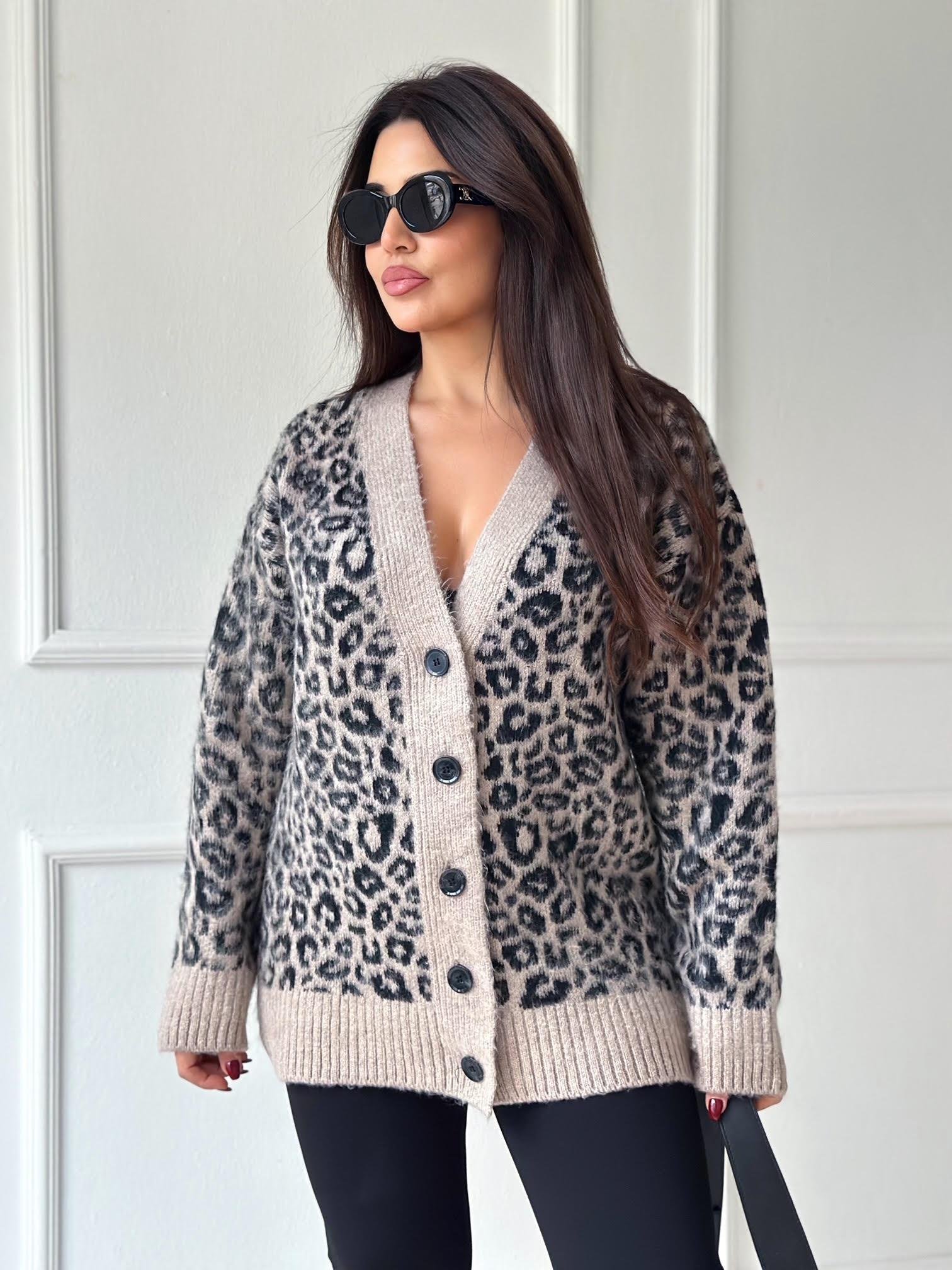 Leopar Desenli Yumuşak Oversize Hırka – Zara Model