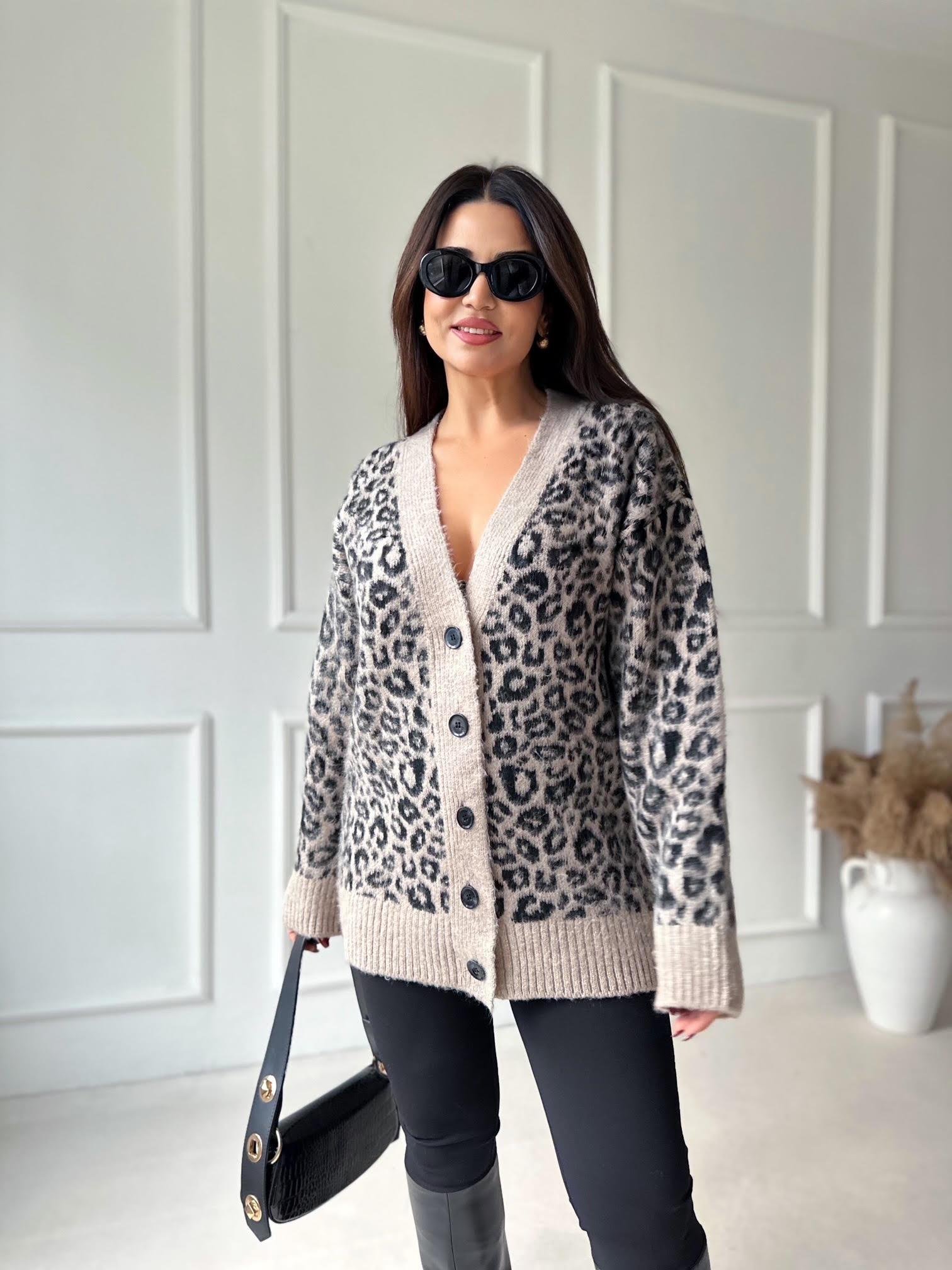 Leopar Desenli Yumuşak Oversize Hırka – Zara Model