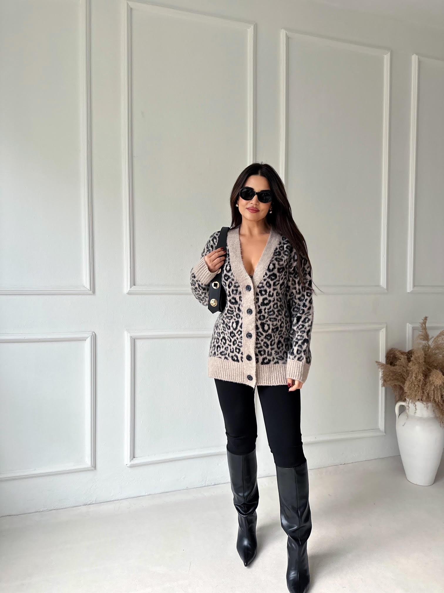 Leopar Desenli Yumuşak Oversize Hırka – Zara Model