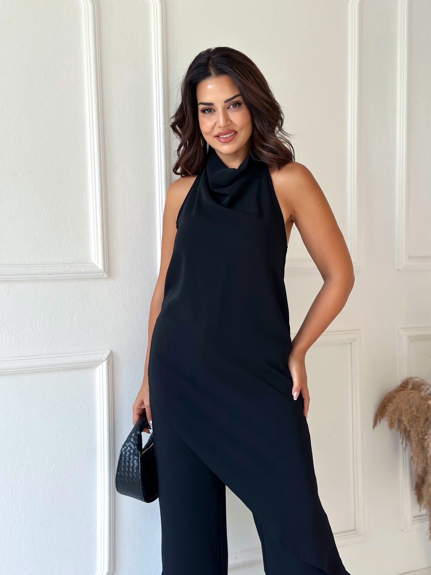 Livia Asimetrik Uzun Bluz - Siyah