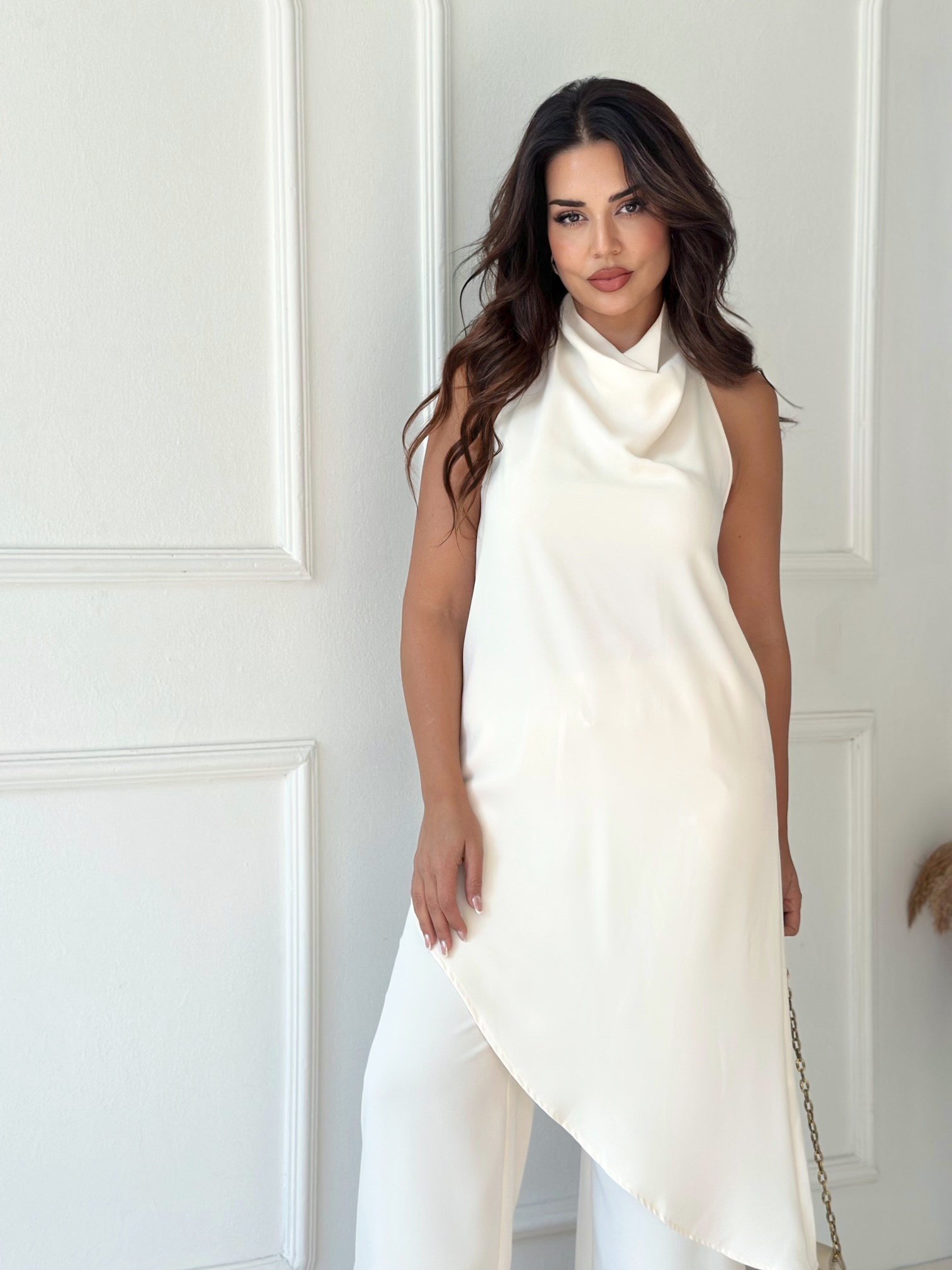 Livia Beli Lastikli Bol Paça Pantolon - Ekru