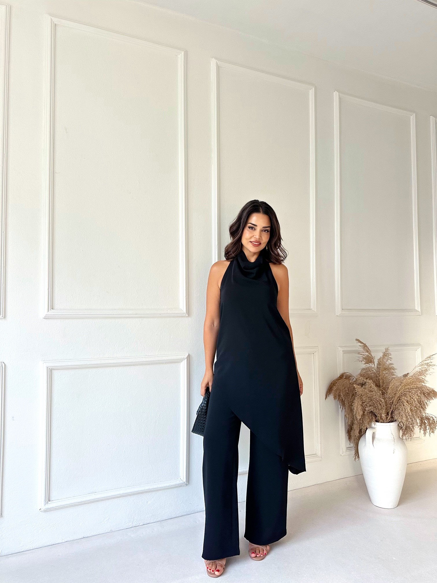 Livia Beli Lastikli Bol Paça Pantolon - Siyah
