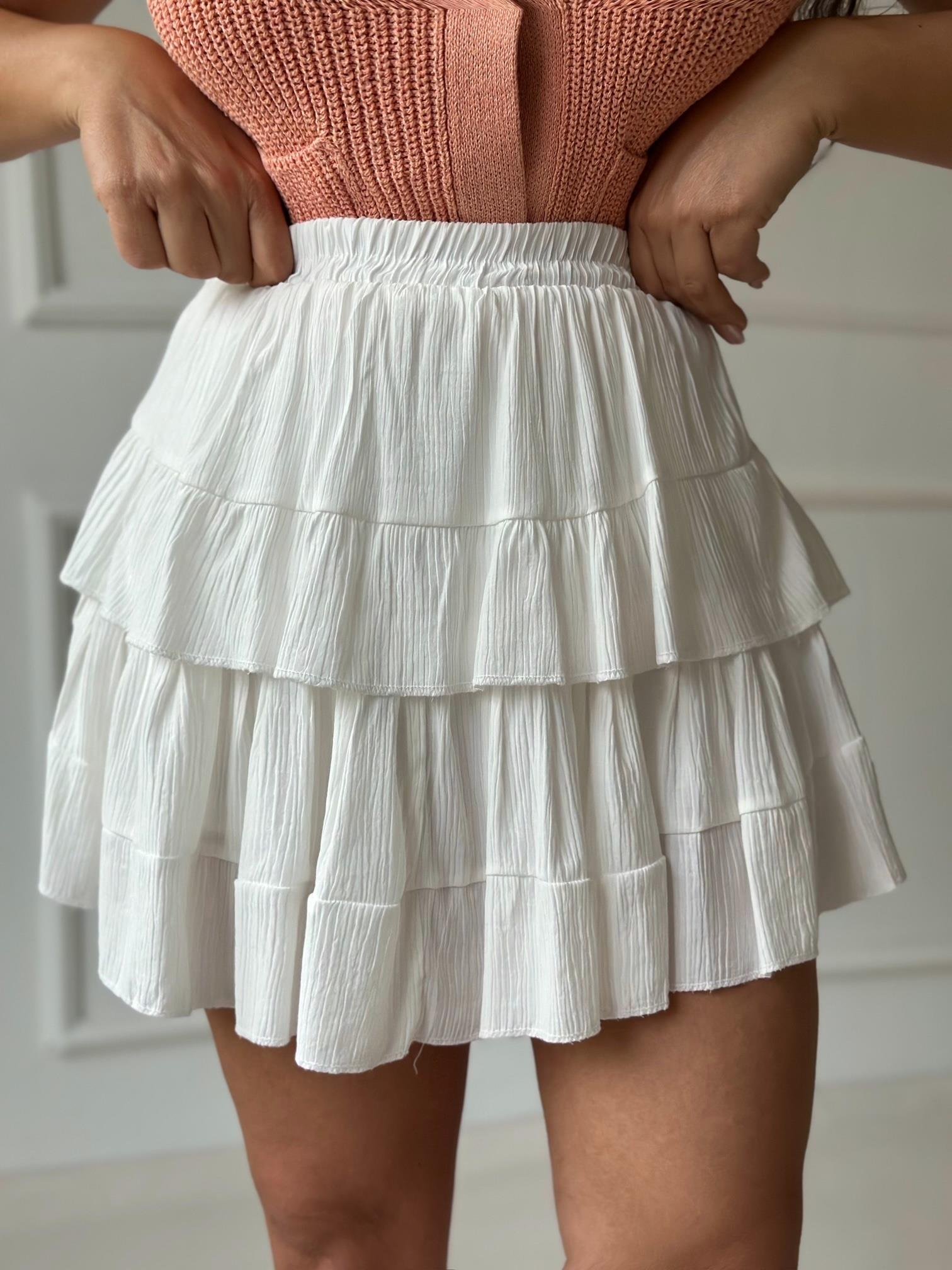 Lüks Kalite Beli Lastikli Fırfırlı Şort Etek