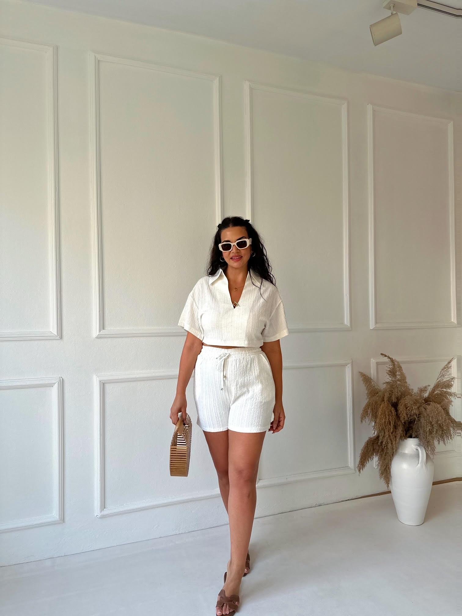 Lüks Kalite Beli Lastikli Gofre Şort 