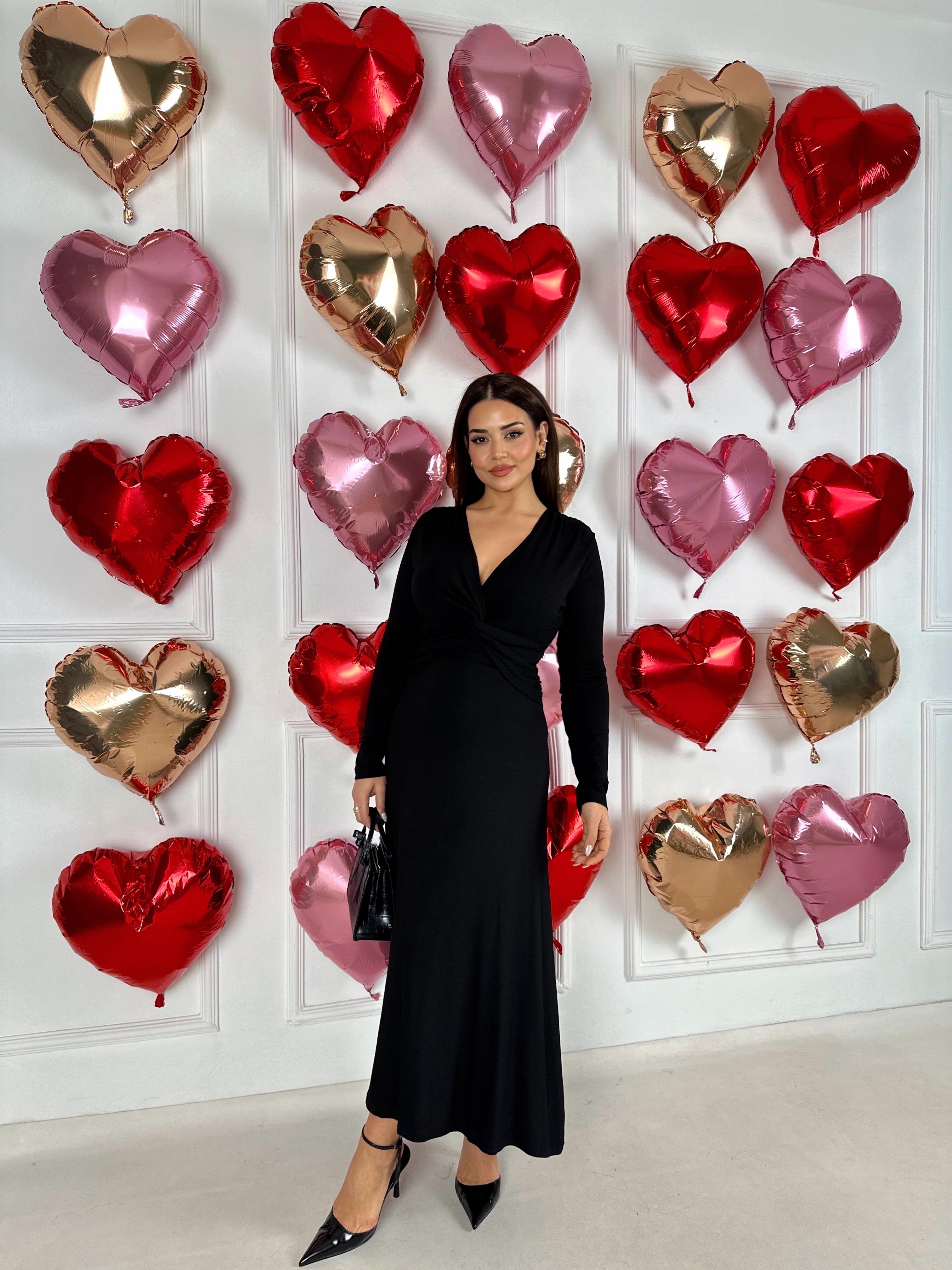 Lüks Kalite Örme Midi Boy Elbise