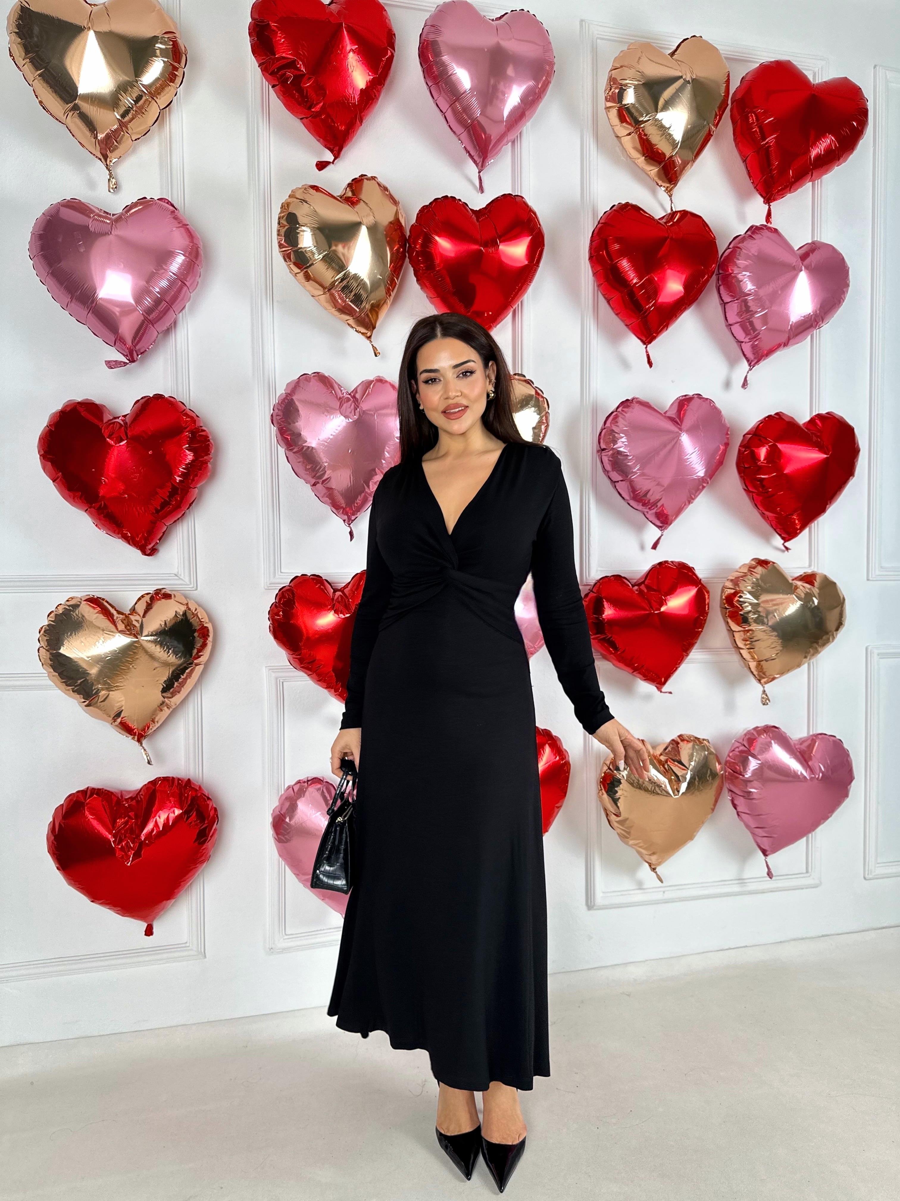 Lüks Kalite Örme Midi Boy Elbise