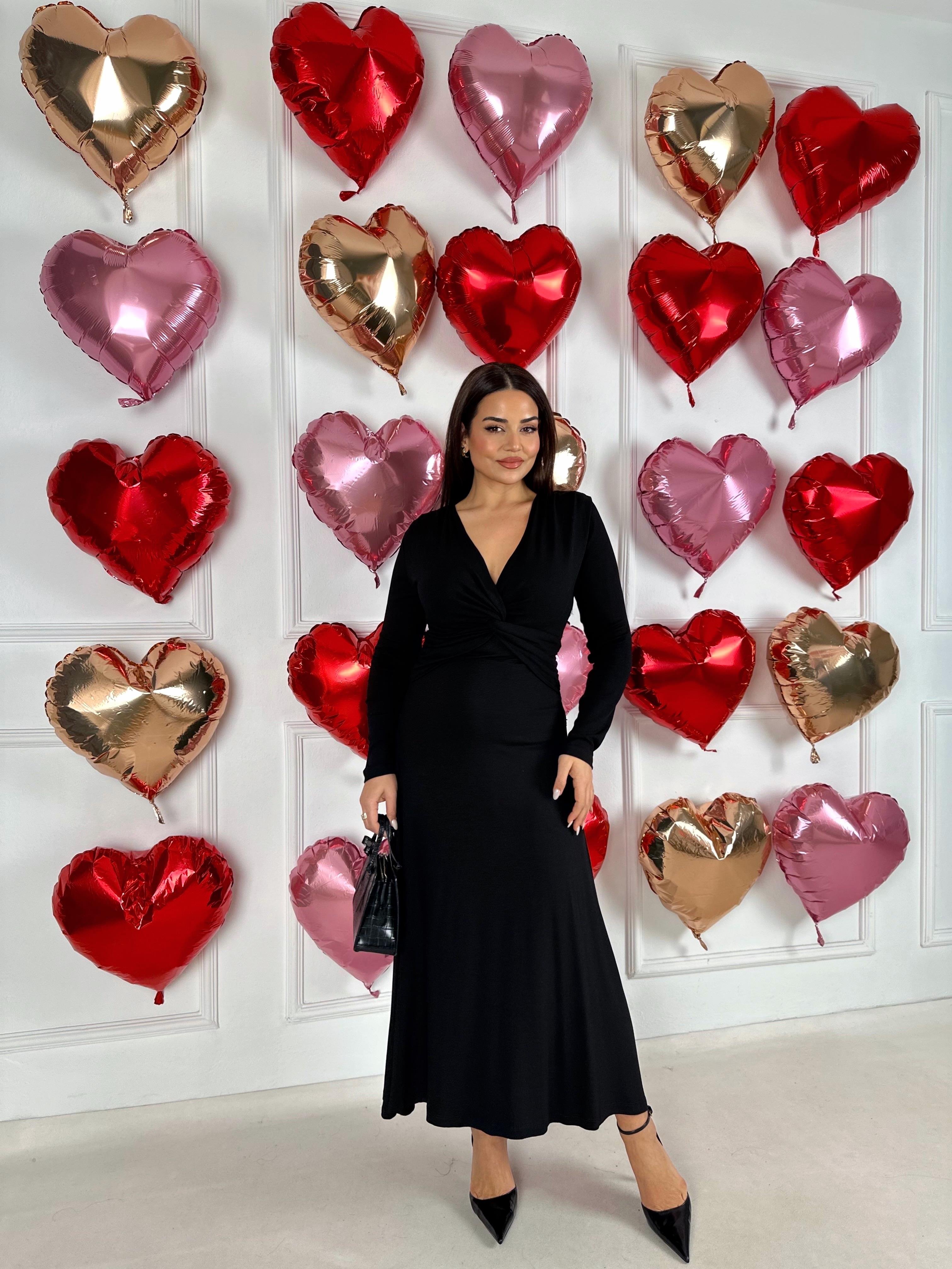 Lüks Kalite Örme Midi Boy Elbise