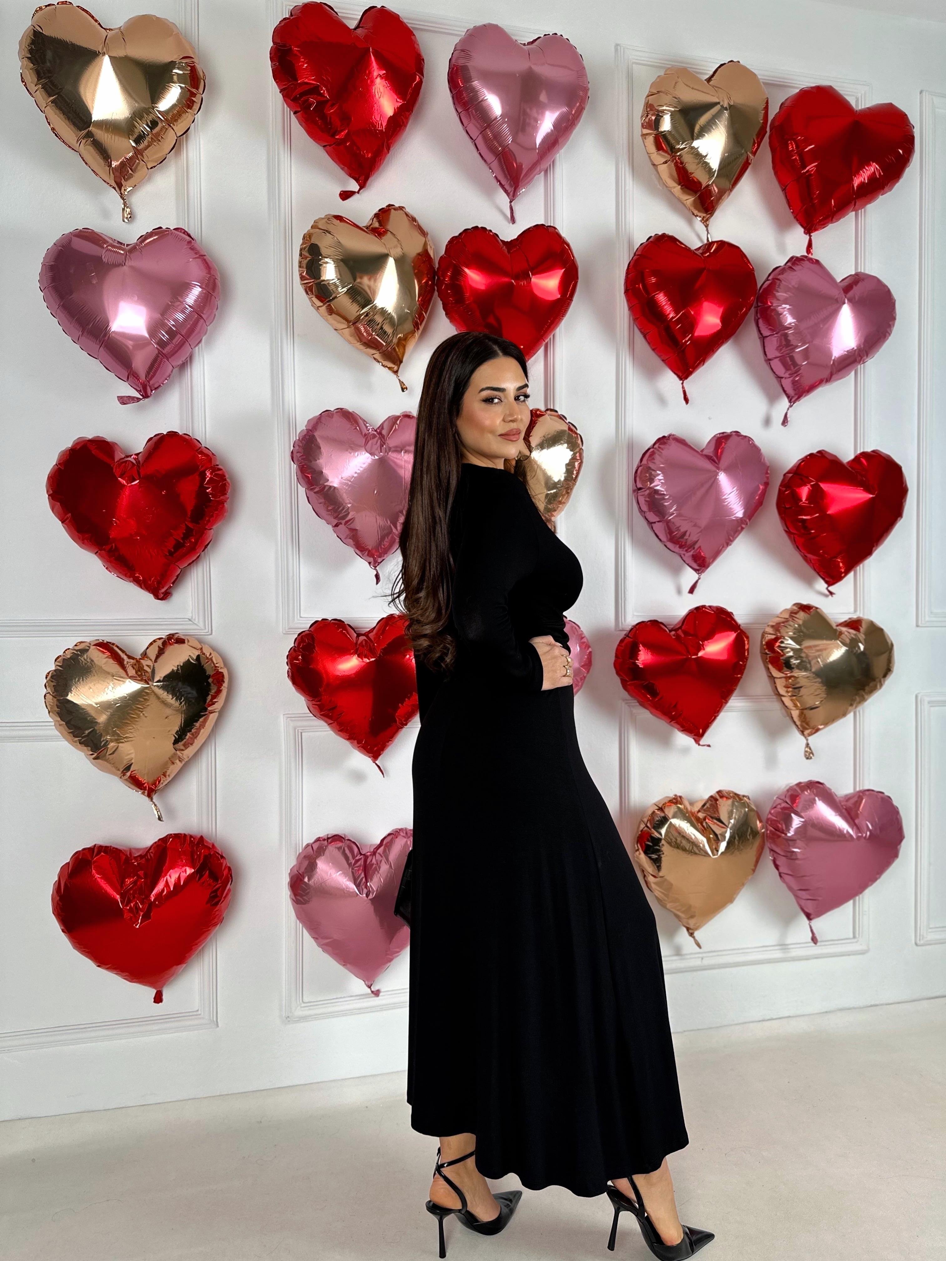 Lüks Kalite Örme Midi Boy Elbise