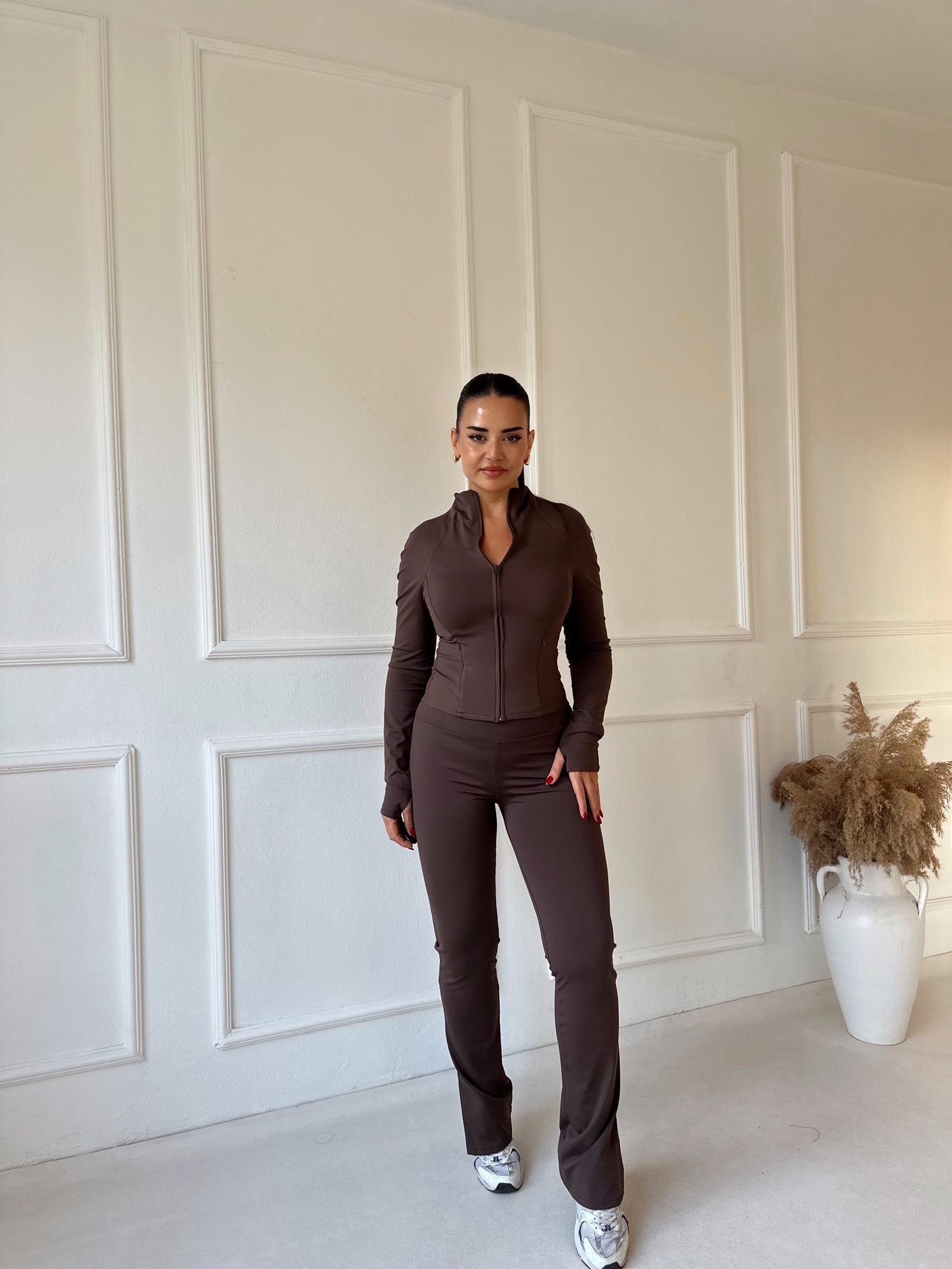 Lüks Kalite Oysho Model Kahve Ceket ve Pantolon Takım