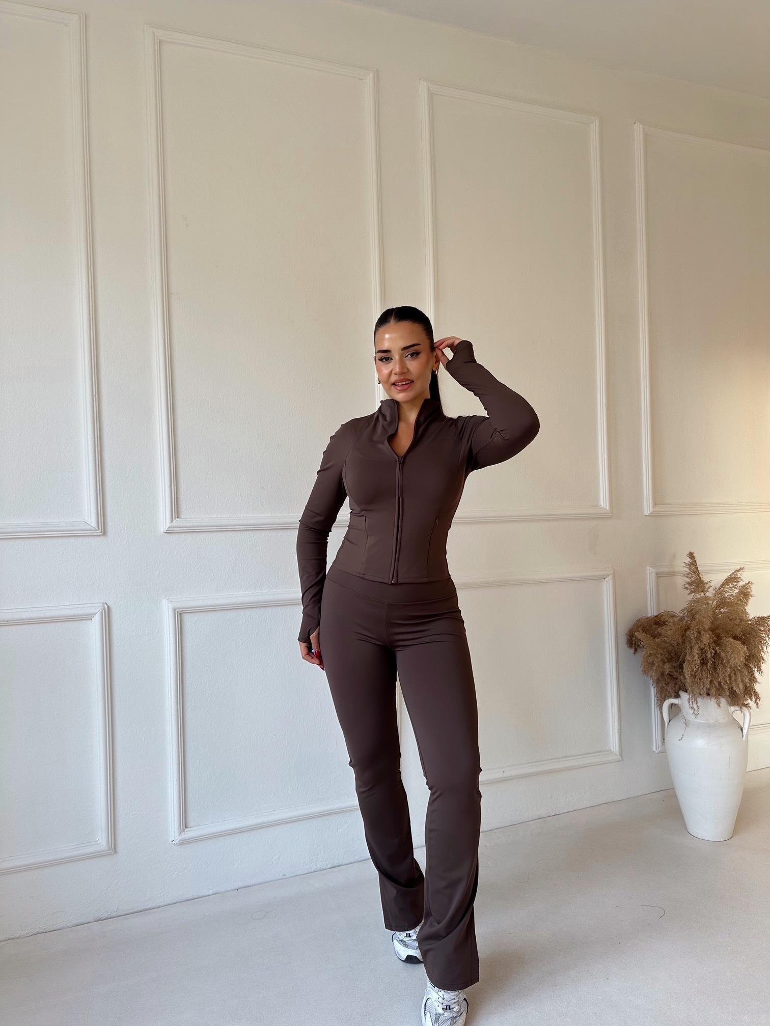 Lüks Kalite Oysho Model Kahve Ceket ve Pantolon Takım