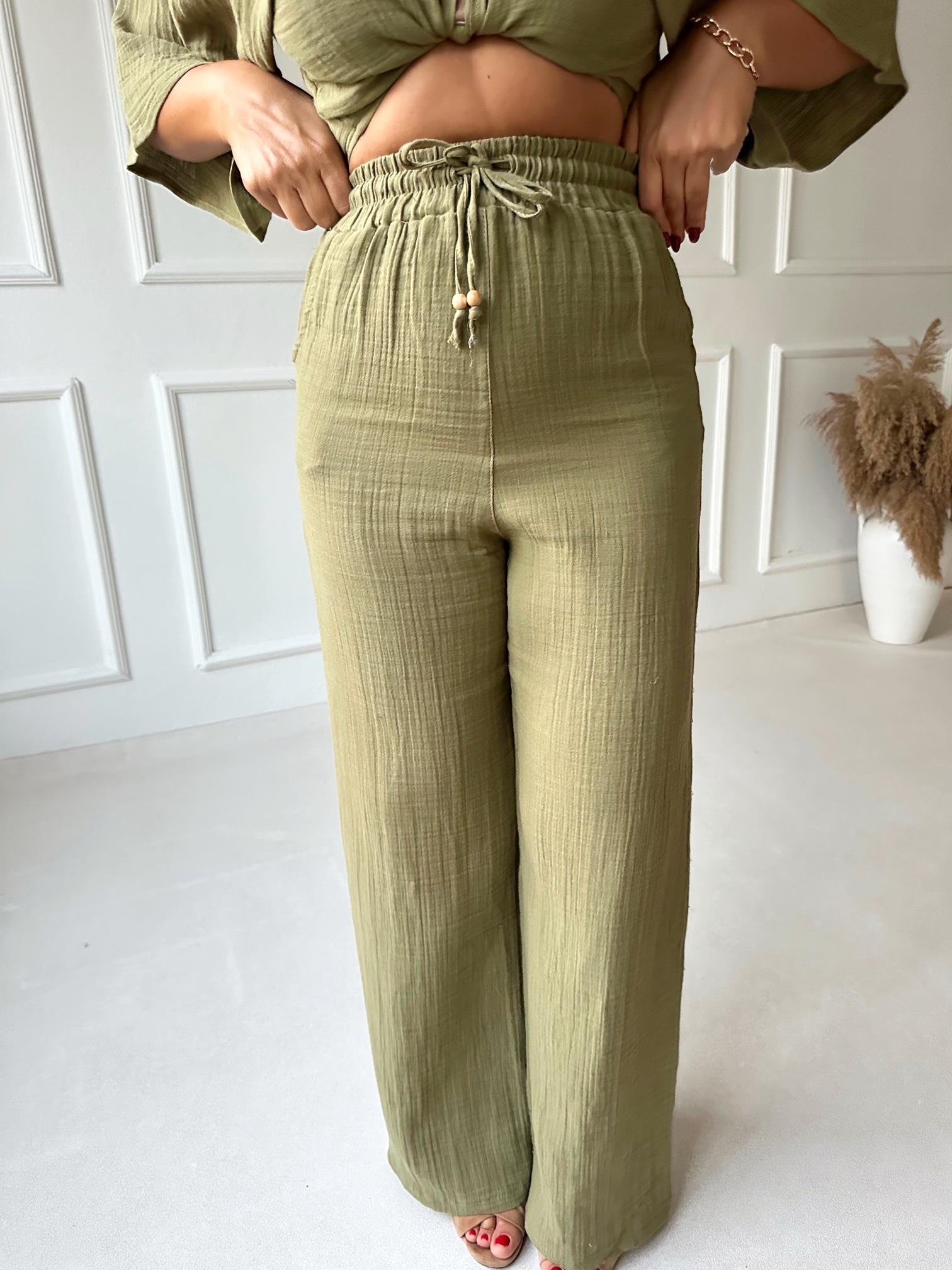 Lüks Kalite Pamuklu Pantolon Haki