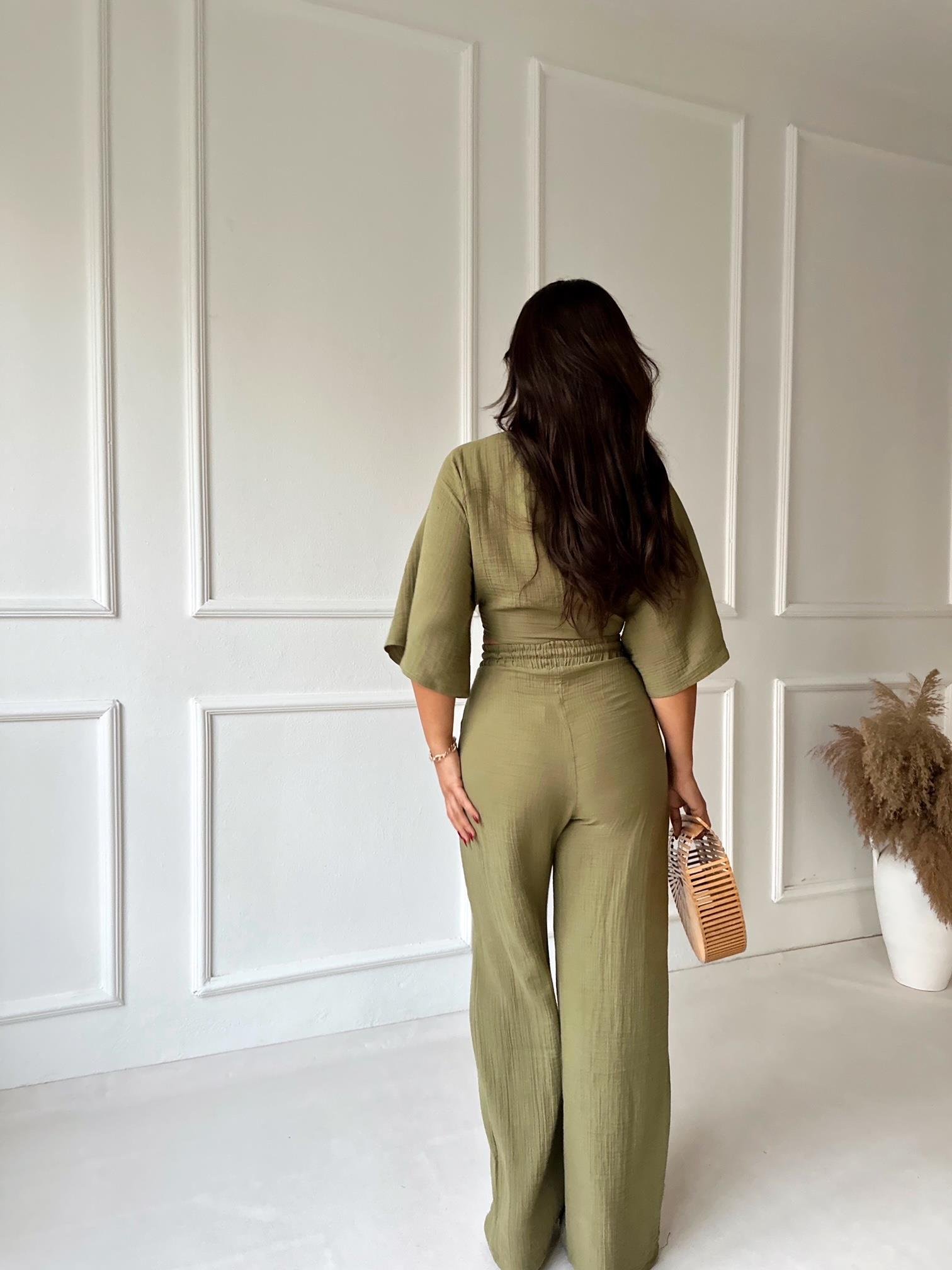 Lüks Kalite Pamuklu Pantolon Haki