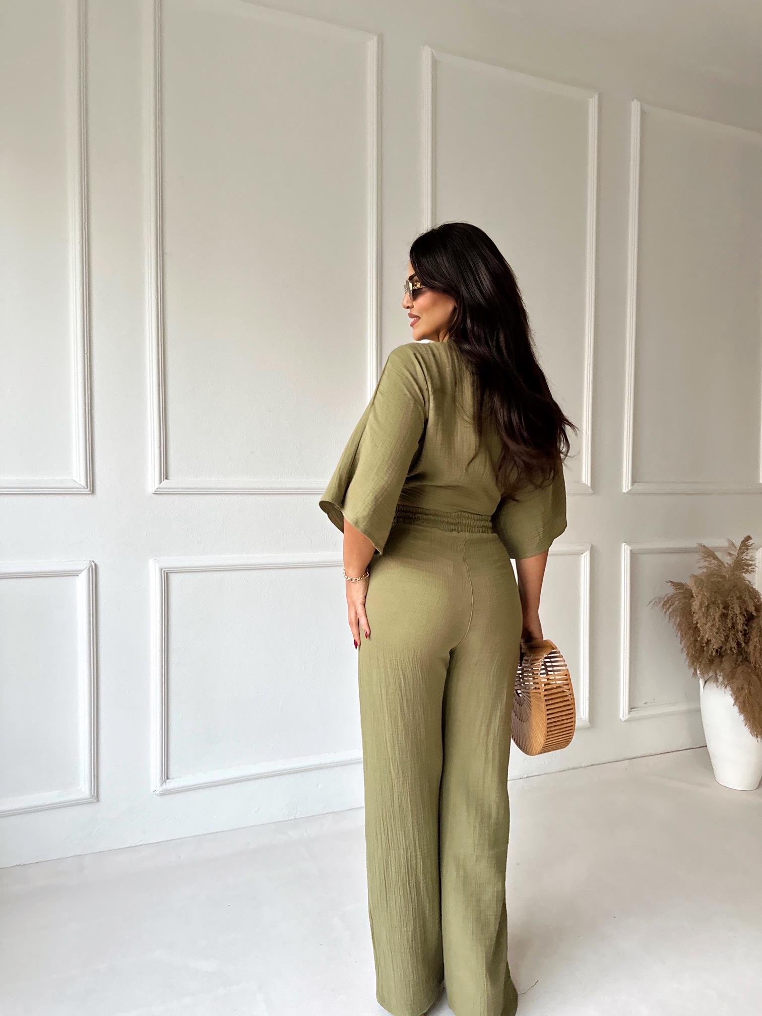 Lüks Kalite Pamuklu Pantolon Haki