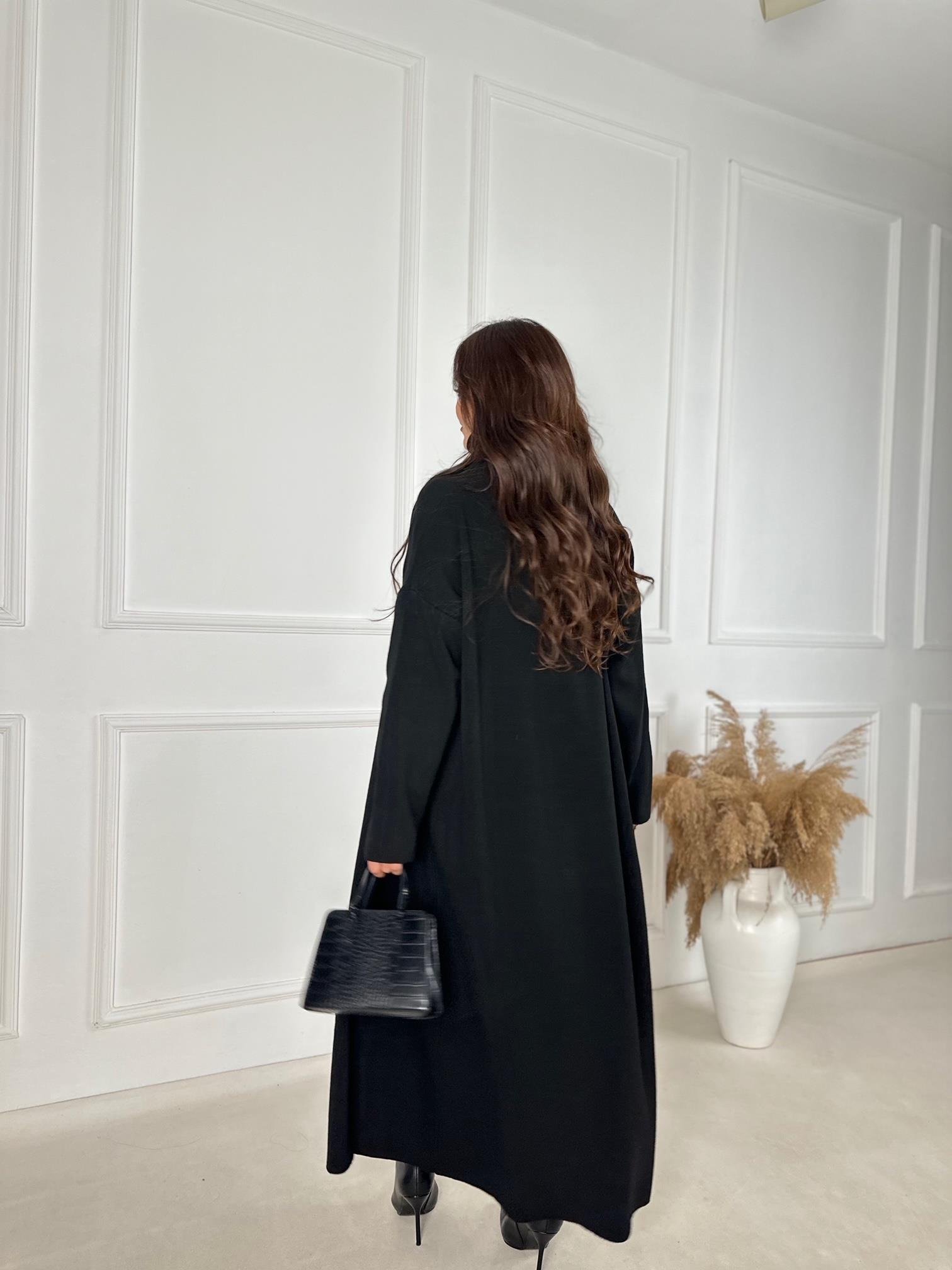 Lüks Kalite Sİyah Kolsuz Triko Elbise ve Hırka Takım