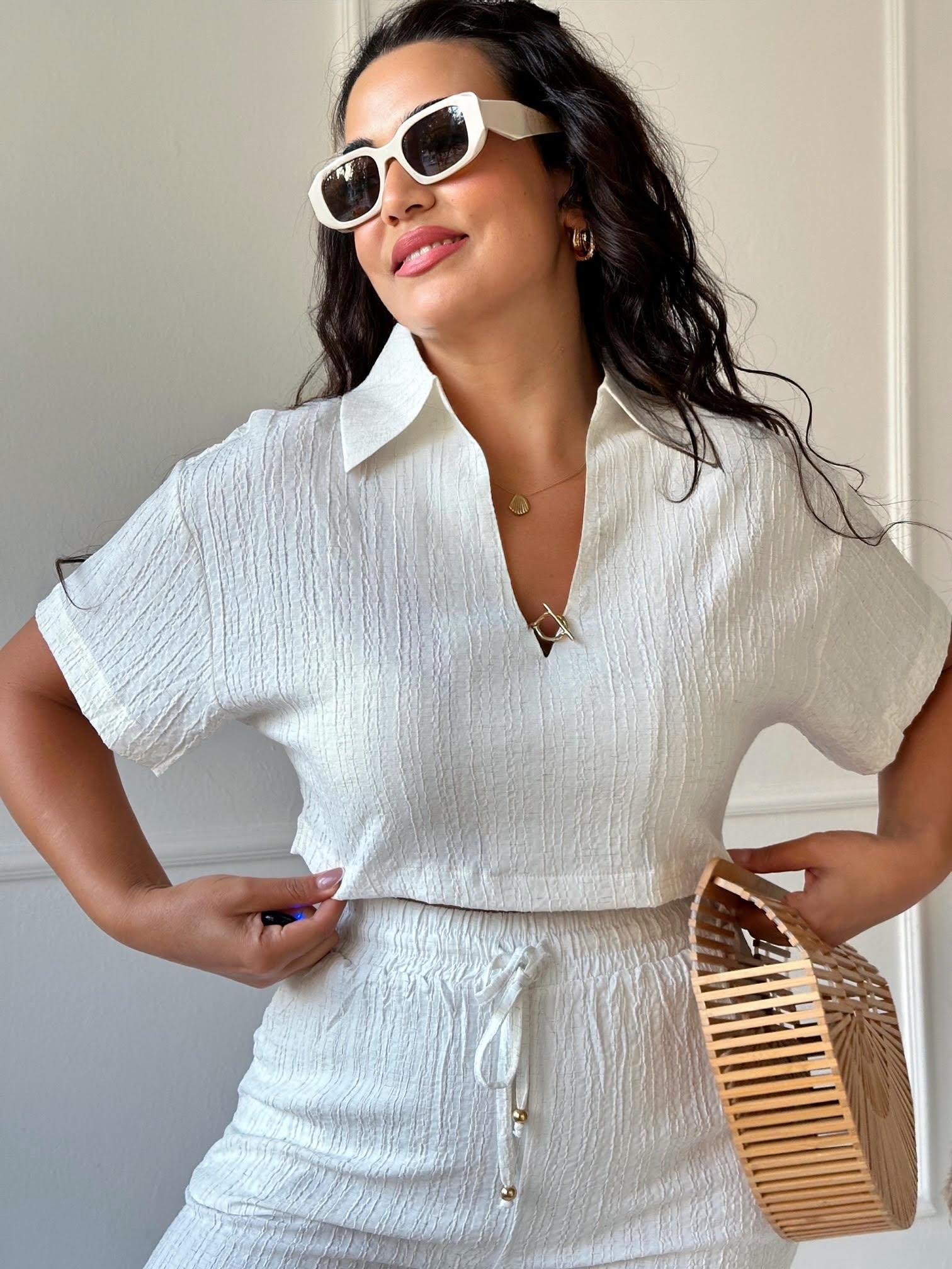 Lüks Kalite Toka Detaylı Crop Bluz