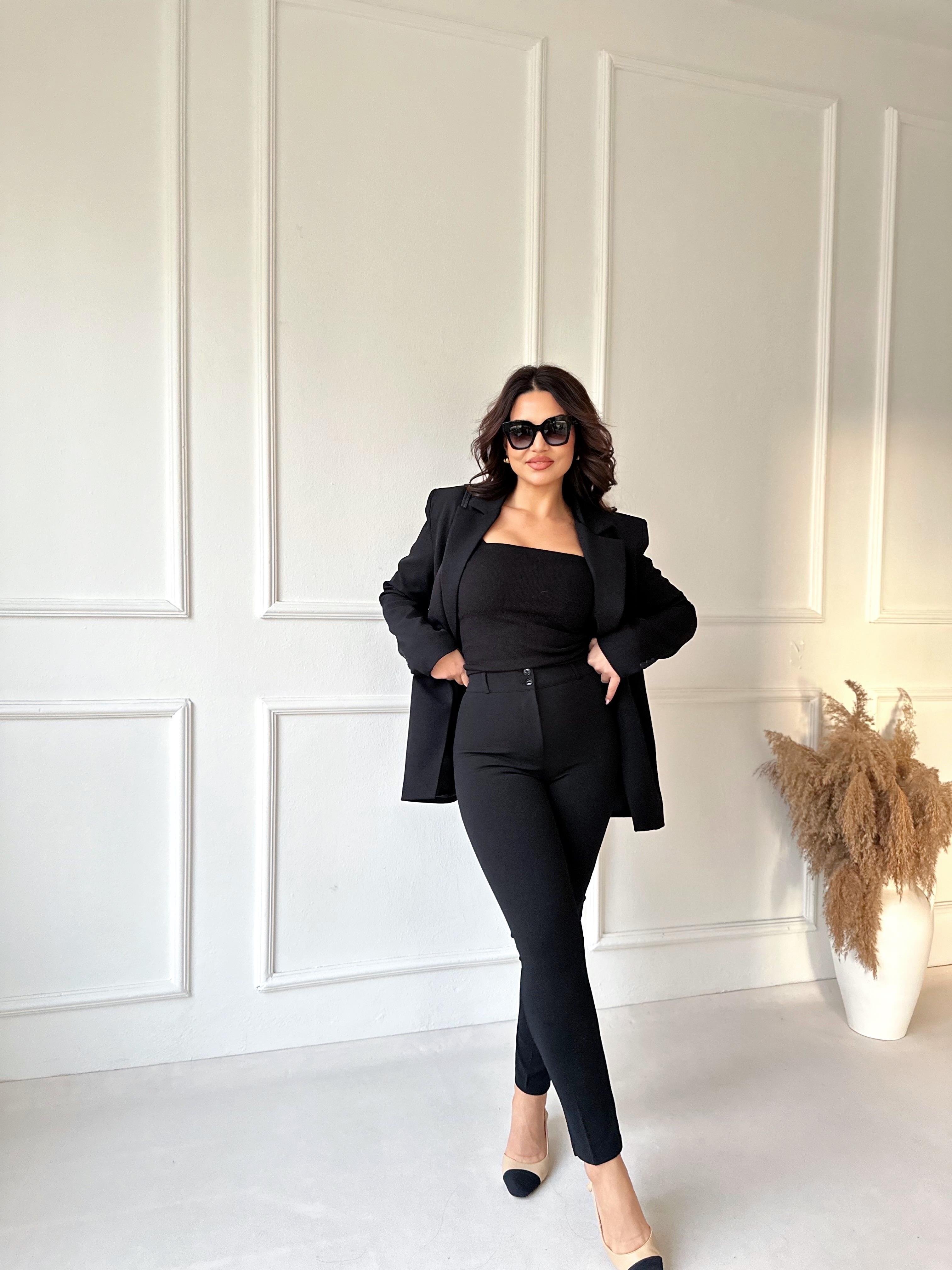 Lüks Kalite Yüksek Bel Full Likra Dar Paça Pantolon 