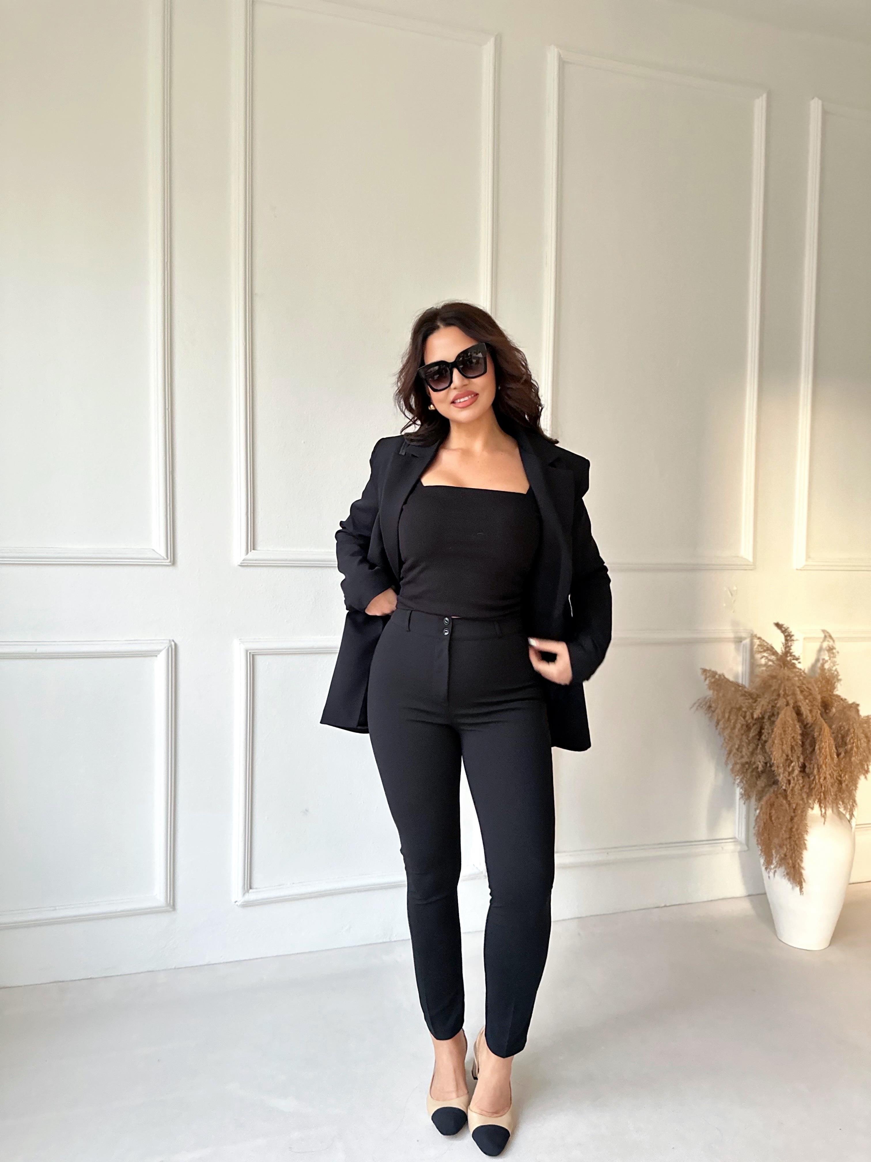 Lüks Kalite Yüksek Bel Full Likra Dar Paça Pantolon 