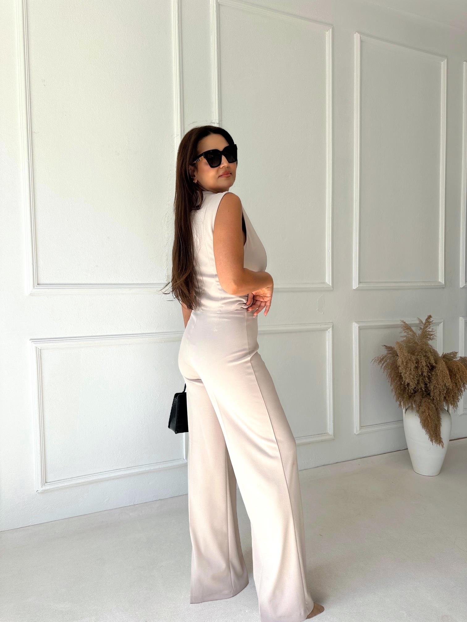 Lüks Kalite Yüksek Bel Full Likra Palazzo Pantolon Taş | Nora Butik