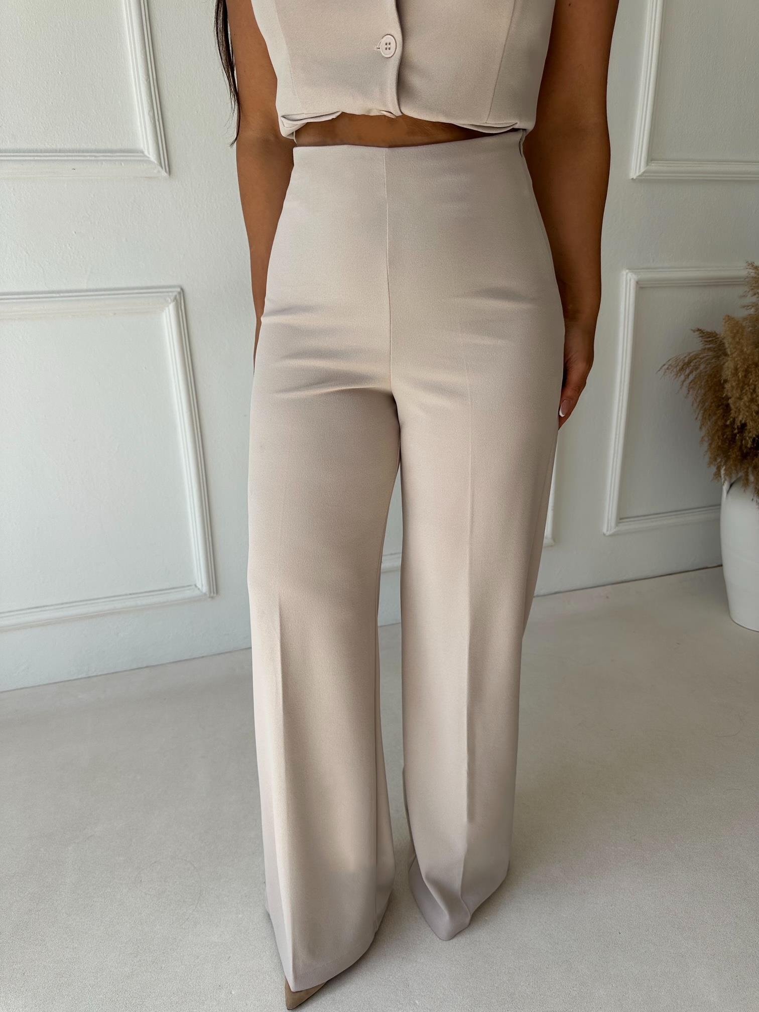 Lüks Kalite Yüksek Bel Full Likra Palazzo Pantolon Taş | Nora Butik