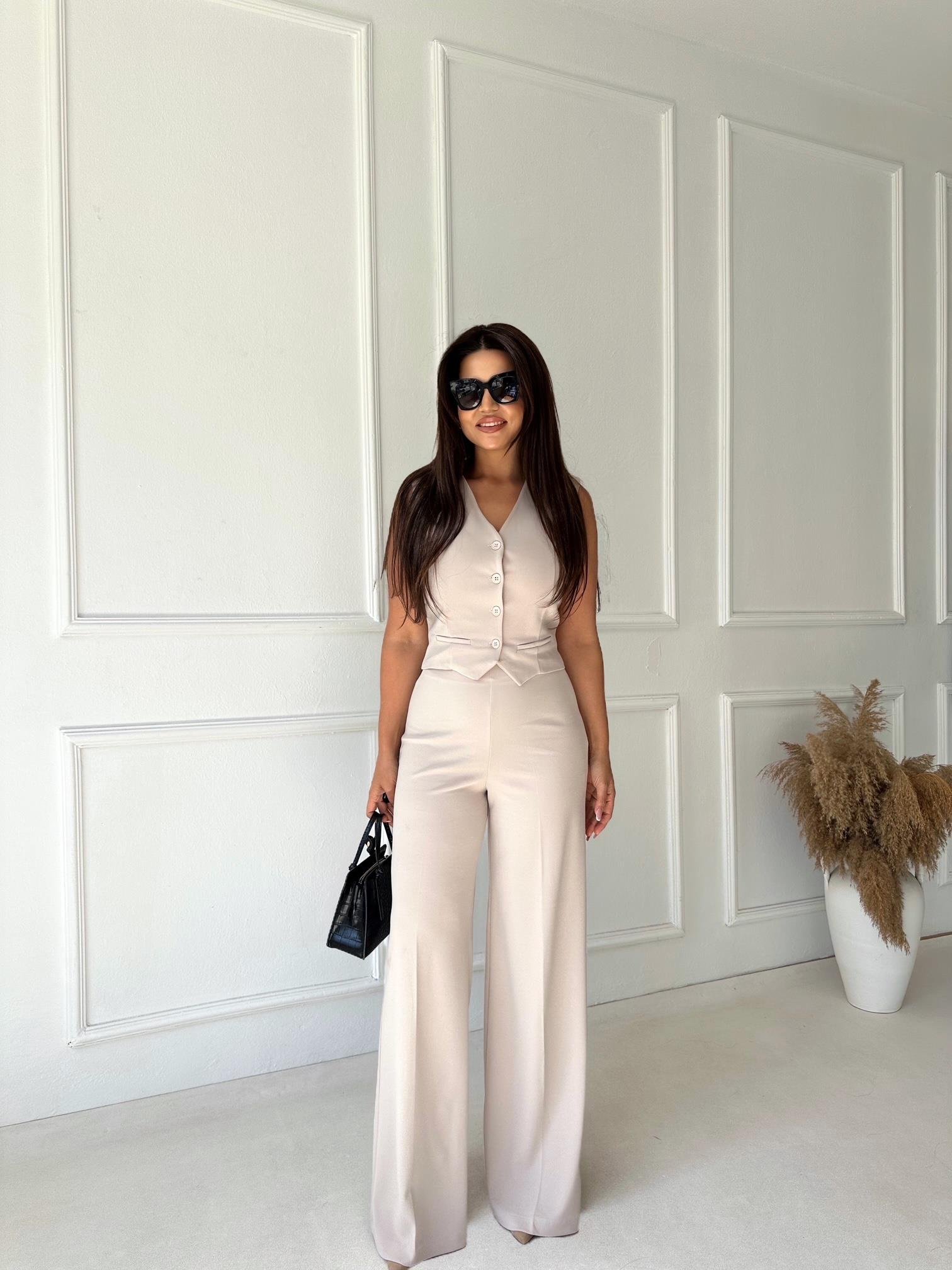 Lüks Kalite Yüksek Bel Full Likra Palazzo Pantolon Taş | Nora Butik